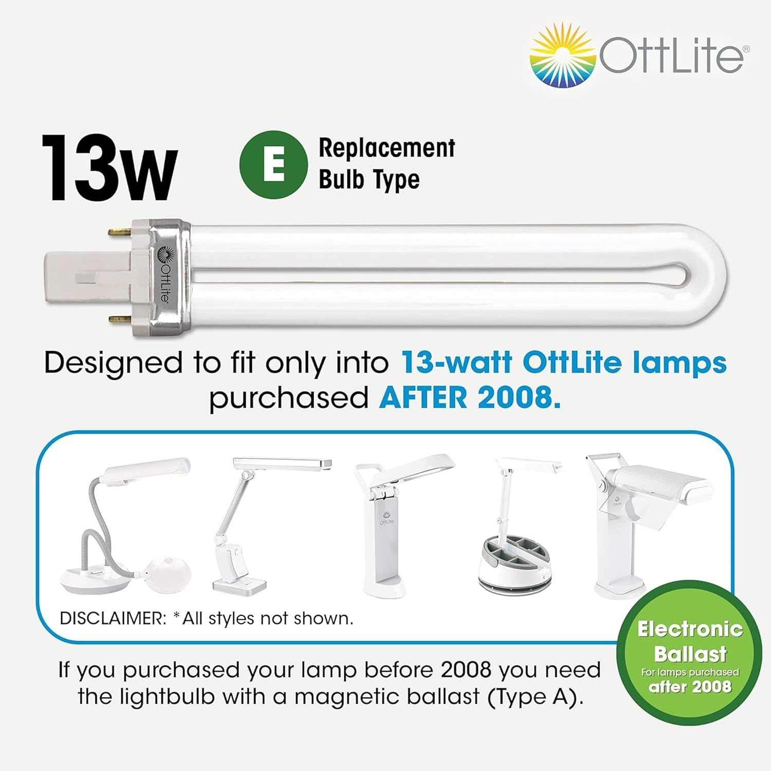 image:imageOttLite 13W Slimline Desk Lamp Home Office Bedroom or Reading BlackBlack Fluorescent