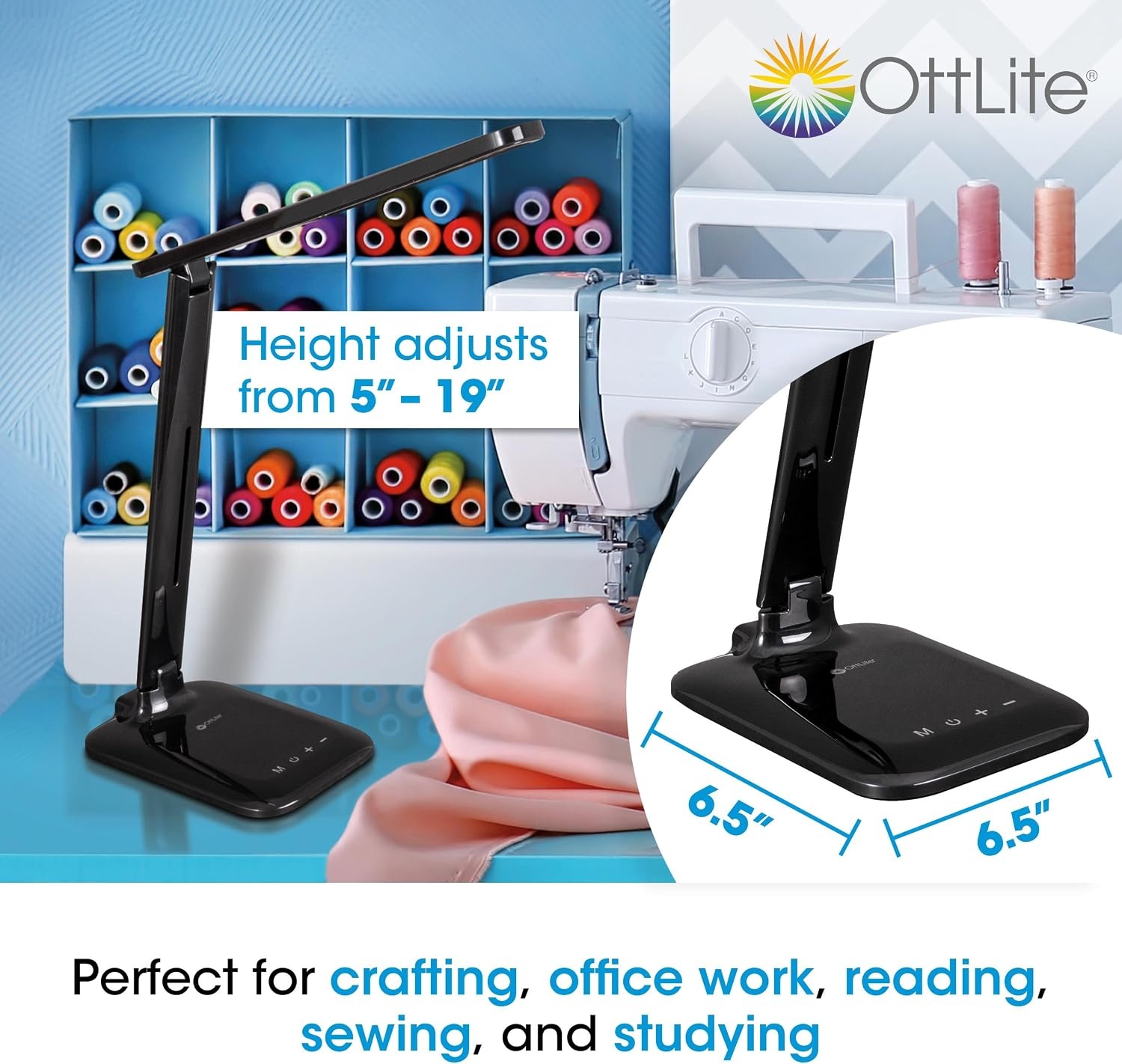 image:imageOttLite 13W Slimline Desk Lamp Home Office Bedroom or Reading BlackBlack LED