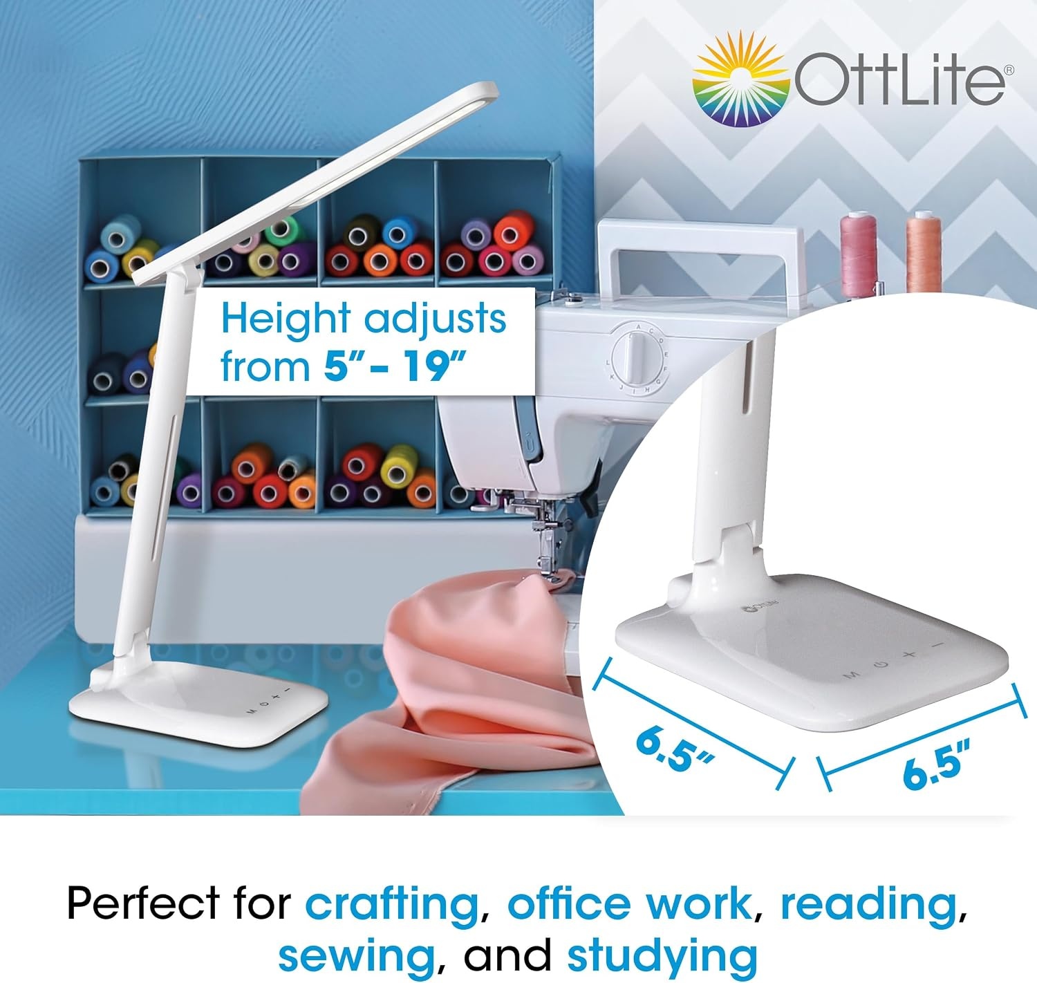 image:imageOttLite 13W Slimline Desk Lamp Home Office Bedroom or Reading BlackWhite LED