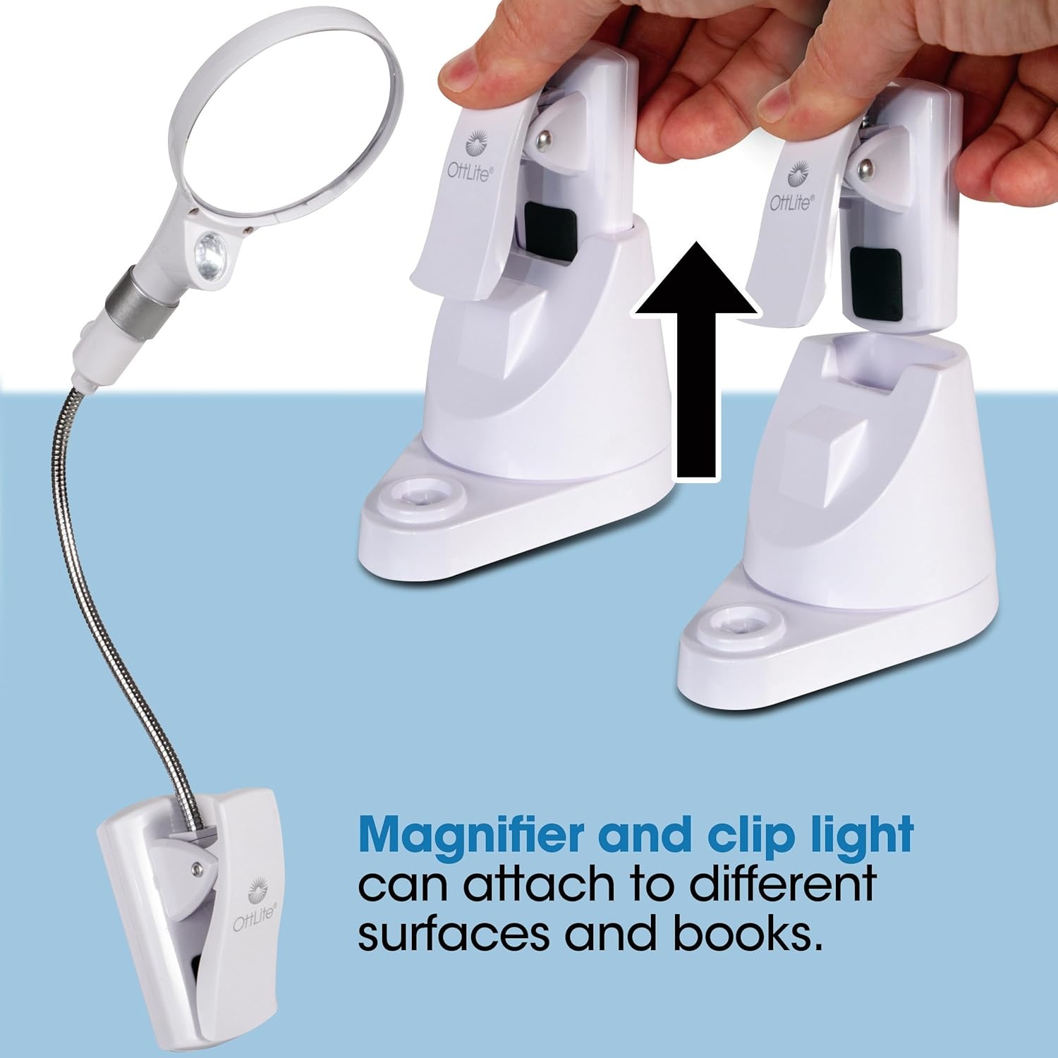 image:imageOttLite 15900C LED Clip and Freestanding Magnifier Lamp White