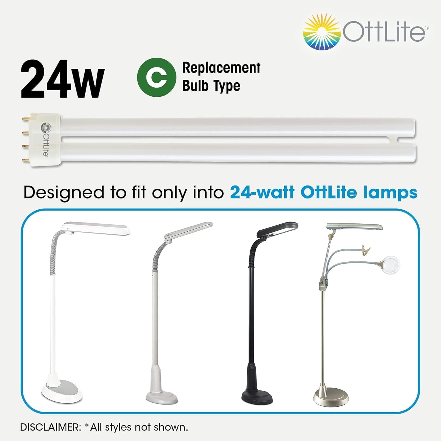 image:imageOttLite 24W Replacement Light Bulb Energy Efficient Compact Fluorescent Light Tubes Bright Natural Daylight for Bedroom amp Living Room Low Heat amp Glare Type C Lightbulb for Reduced Eyestrain