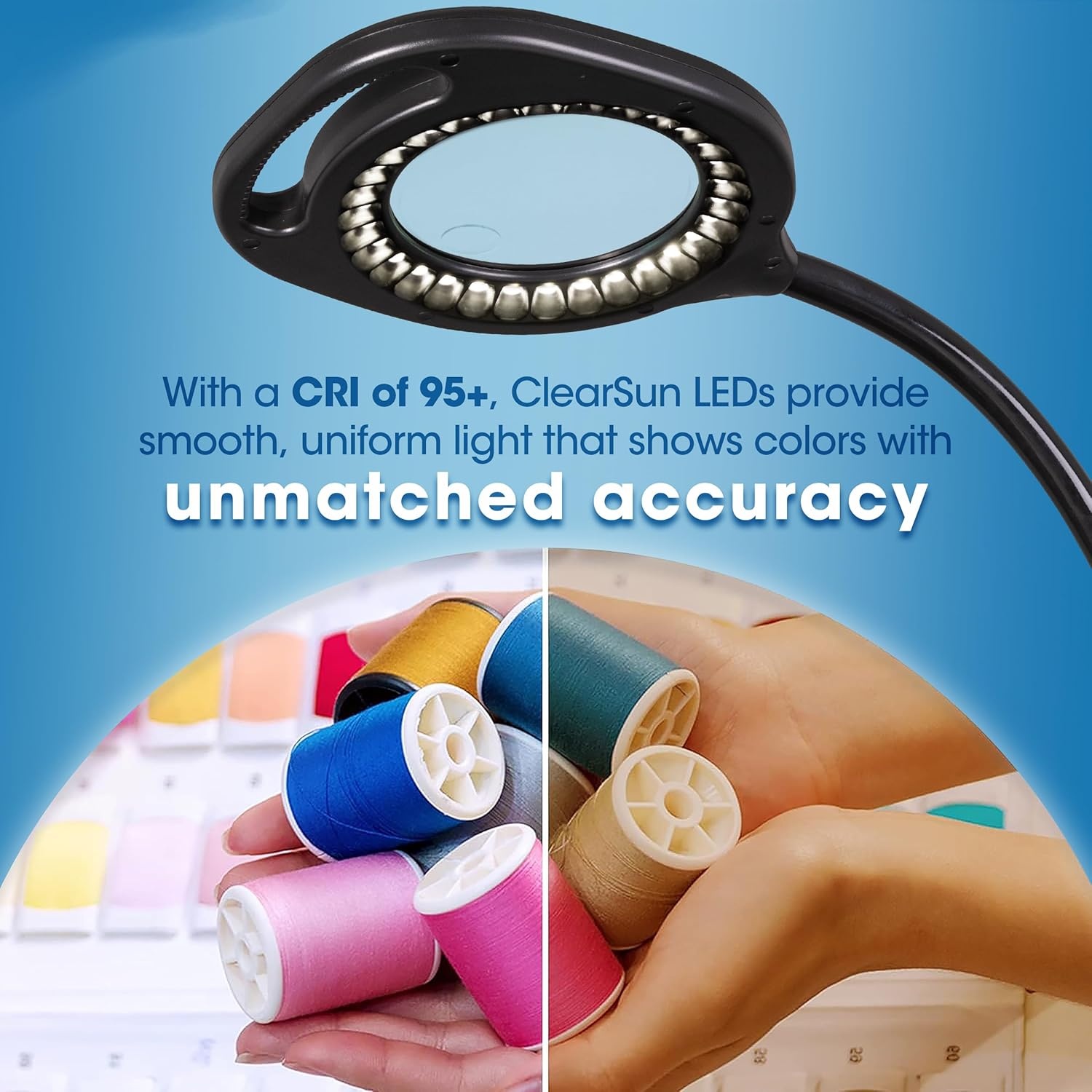 image:imageOttLite 2in1 LED Magnifier Floor amp Table Light Clearsun Silver RetailBlack ClearSun