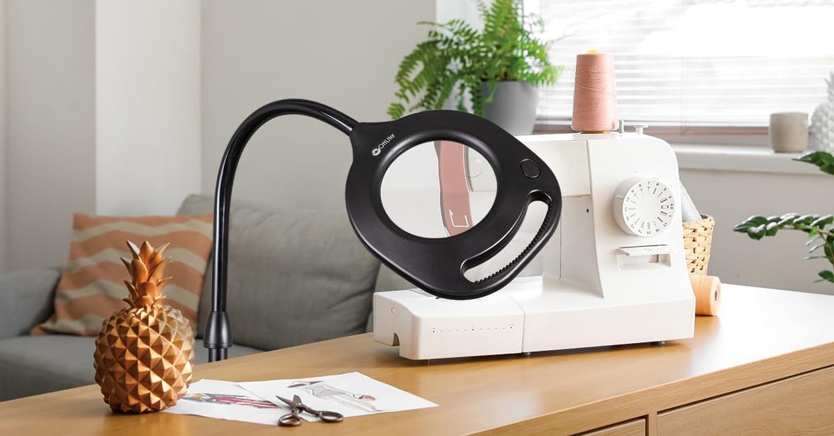 image:imageOttLite 2in1 LED Magnifier Floor amp Table Light Clearsun Silver RetailBlack