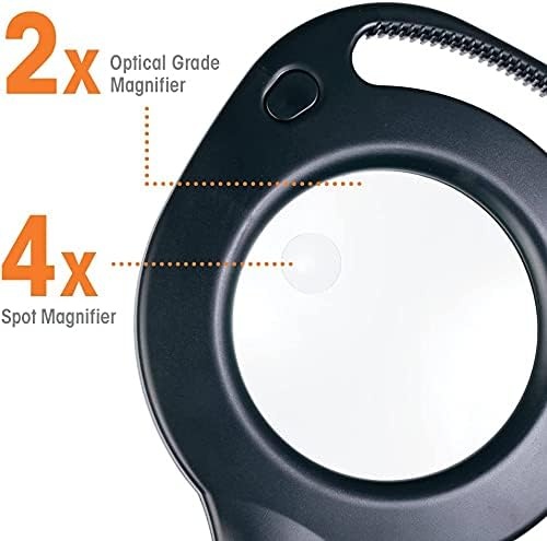 image:imageOttLite 2in1 LED Magnifier Floor amp Table Light Clearsun Silver RetailBlack