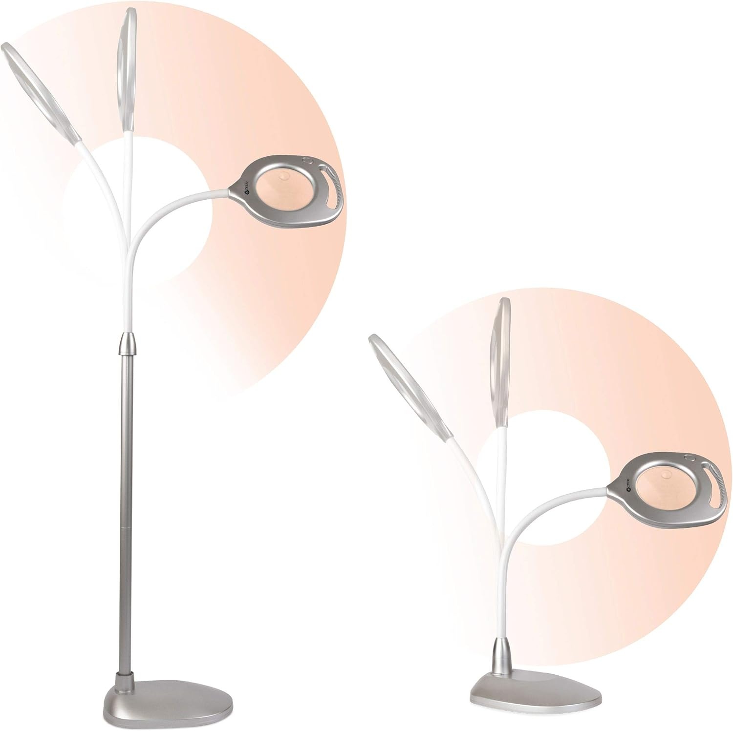 image:imageOttLite 2in1 LED Magnifier Floor amp Table Light Clearsun Silver RetailSilver