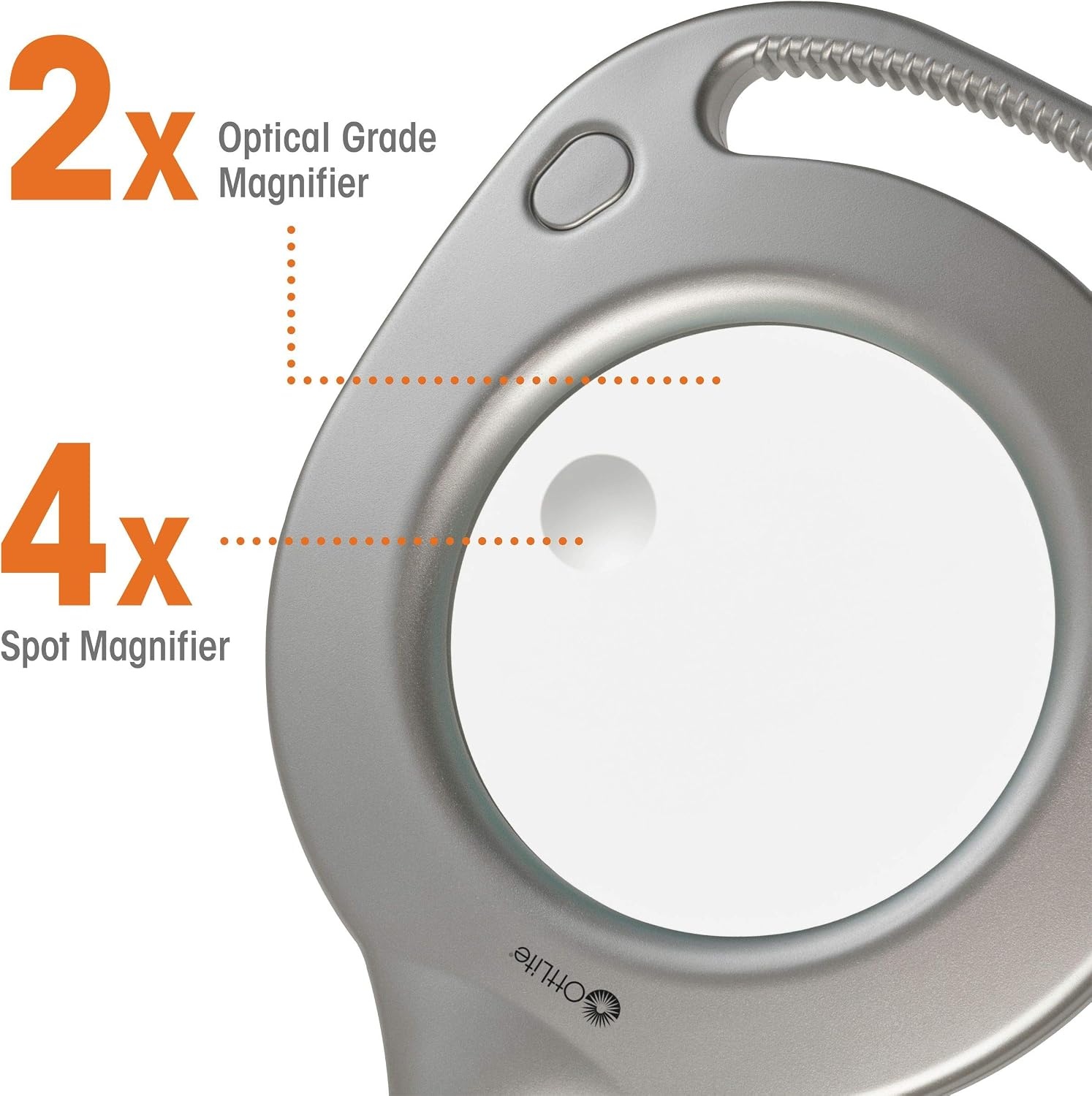image:imageOttLite 2in1 LED Magnifier Floor amp Table Light Clearsun Silver RetailSilver