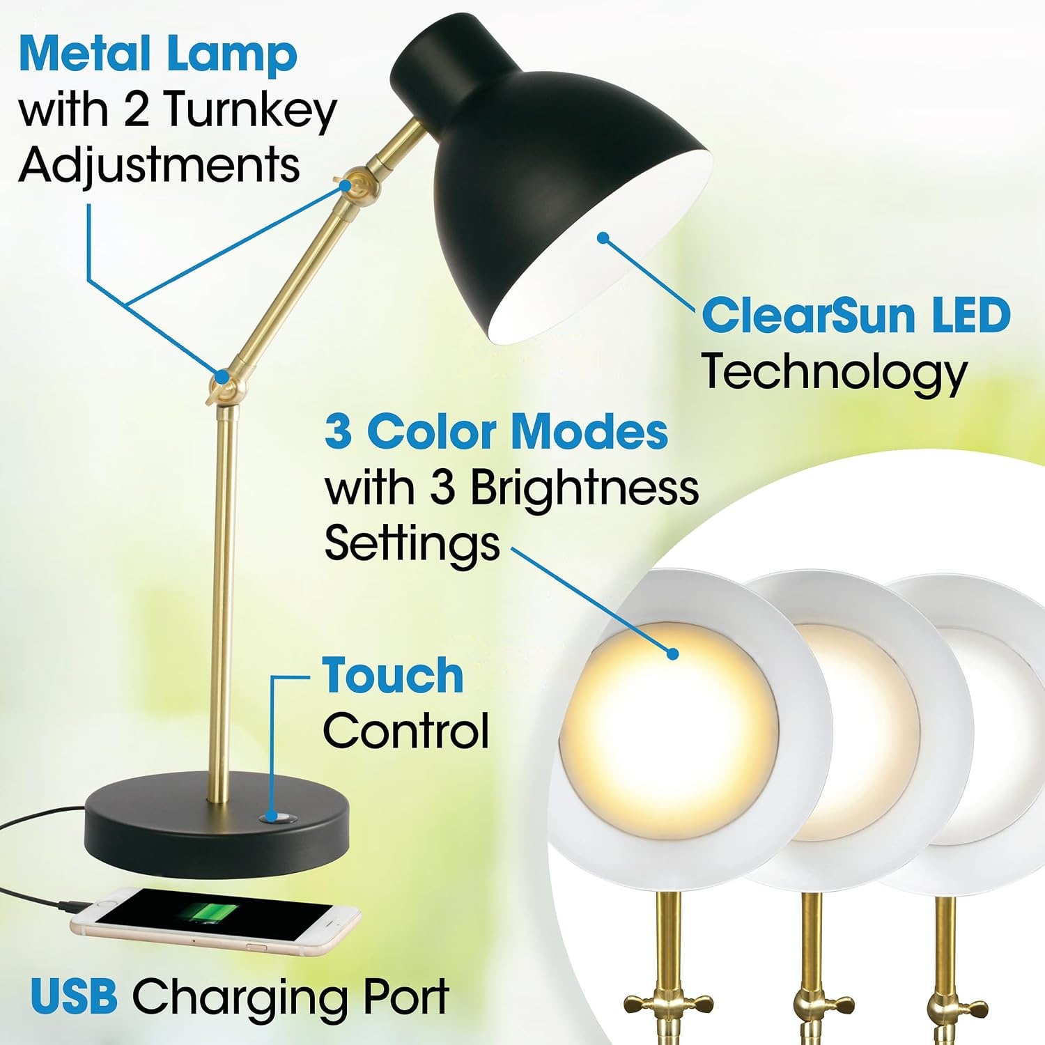 image:imageOttLite Adapt LED Desk Lamp with USB Port Office Bedroom Crafts Reading