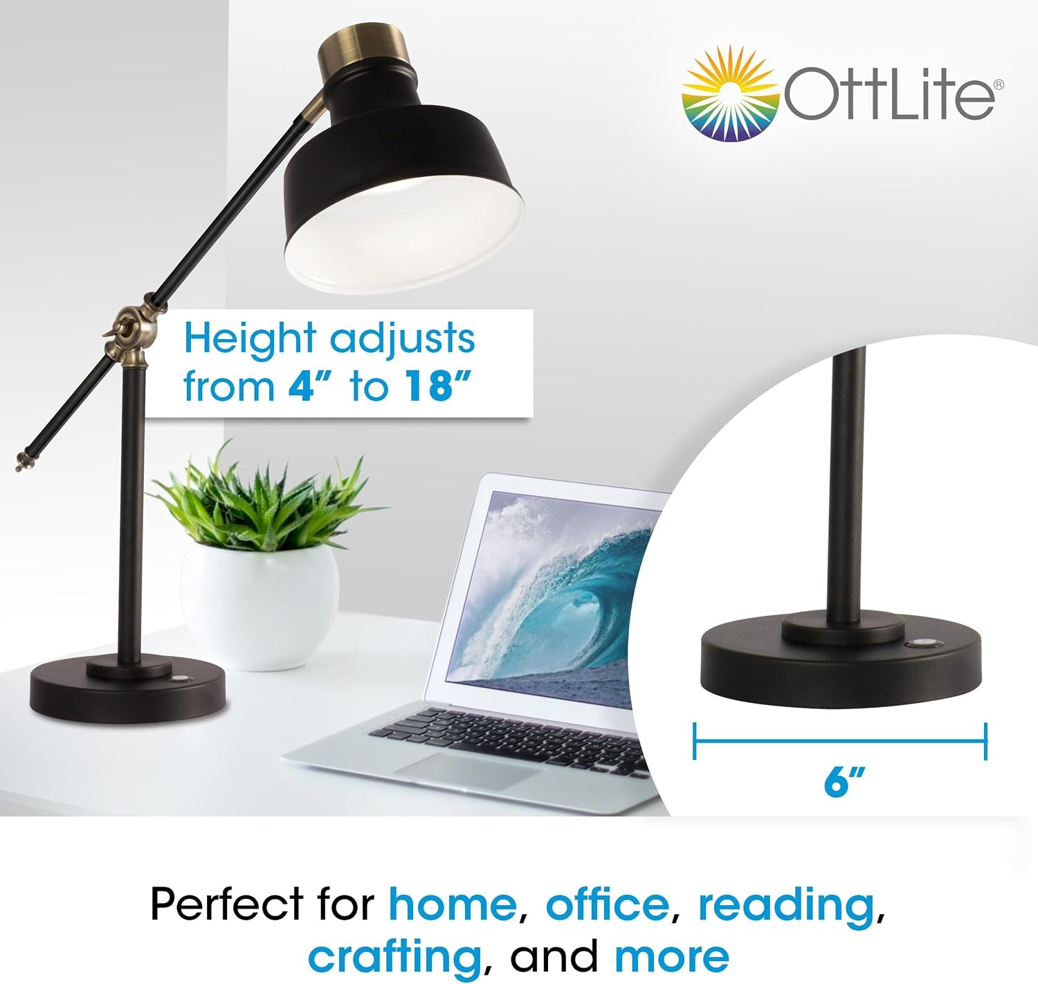 image:imageOttLite Balance LED Desk Lamp with USB Port Modern Adjustable Desk Light