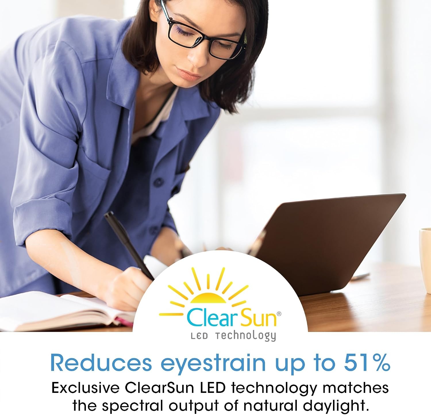 image:imageOttLite Capture ClipOn LED Desk Lamp and Ring Light for Desk Use for Reading Selfie for Computer ClearSun LED Technology Dimmable with 3 Color ModesBlack ClipOn Light