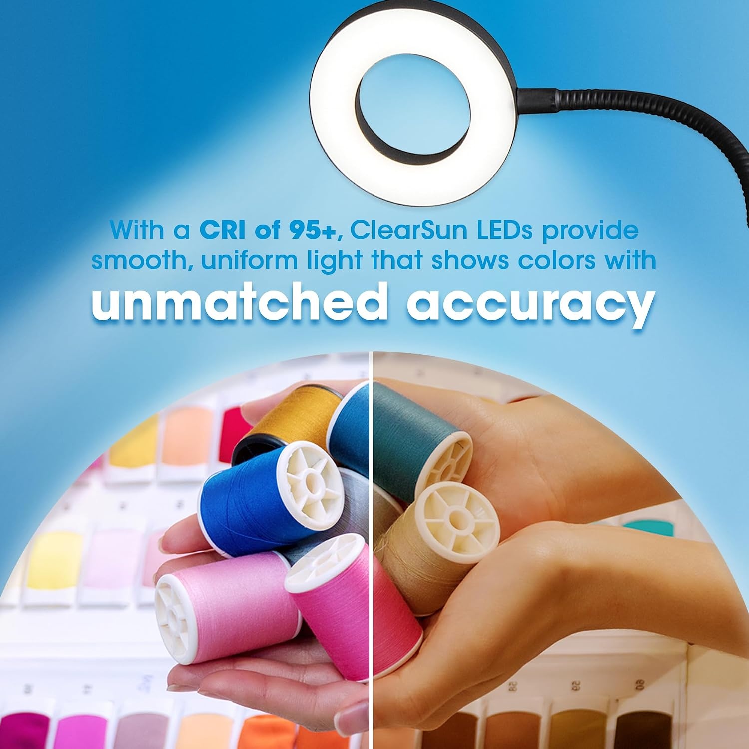 image:imageOttLite Capture ClipOn LED Desk Lamp and Ring Light for Desk Use for Reading Selfie for Computer ClearSun LED Technology Dimmable with 3 Color ModesBlack ClipOn Light