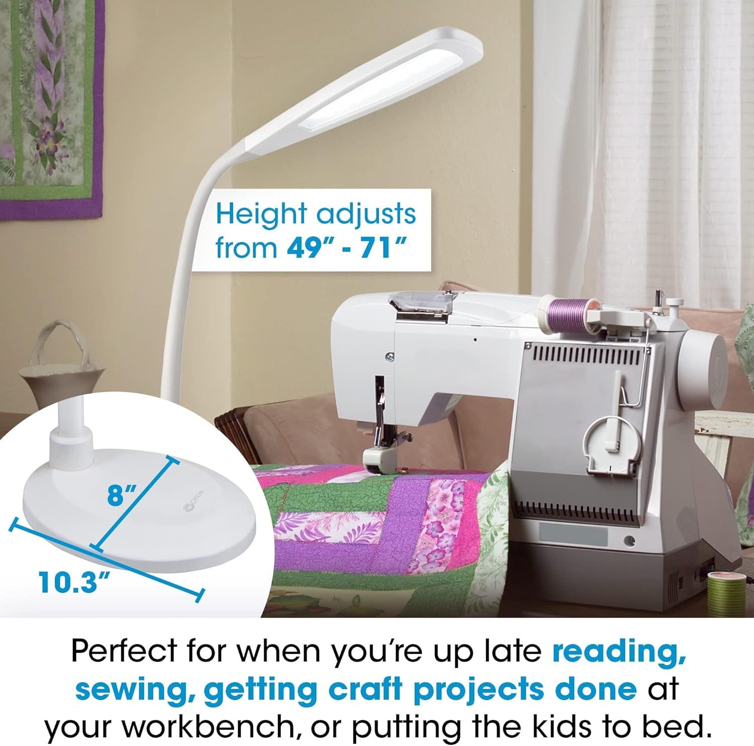 image:imageOttLite ClearSun Flex LED Floor Lamp with LED Technology Touch Activated Controls Adjustable Neck Smart Memory Feature Great for Office Home Dorm Bedroom College amp Living RoomWhite