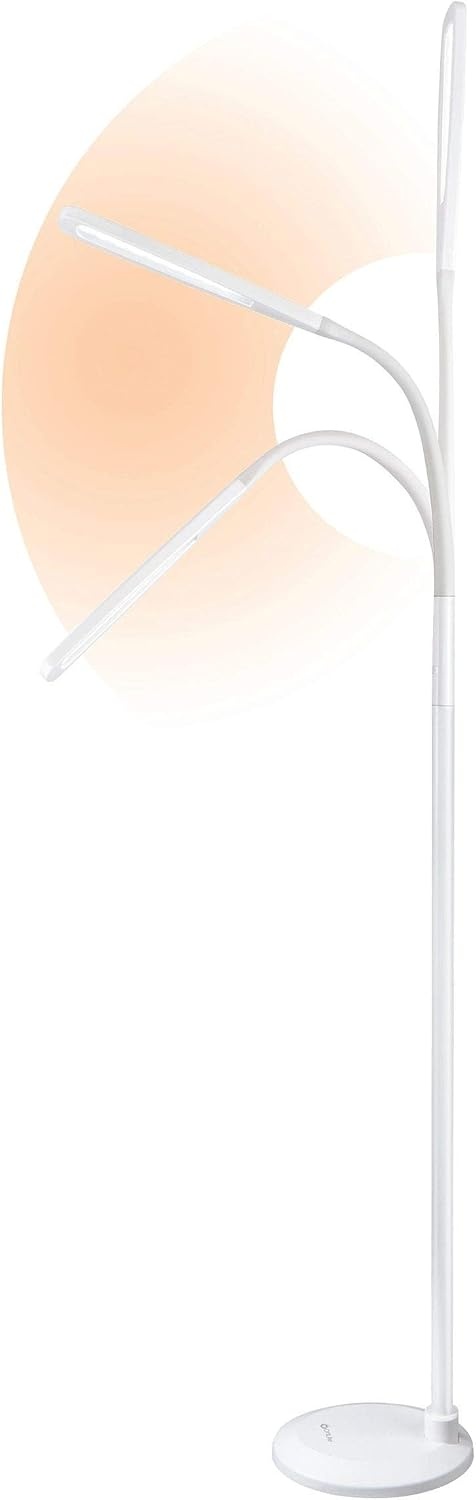 image:imageOttLite ClearSun Flex LED Floor Lamp with LED Technology Touch Activated Controls Adjustable Neck Smart Memory Feature Great for Office Home Dorm Bedroom College amp Living RoomWhite
