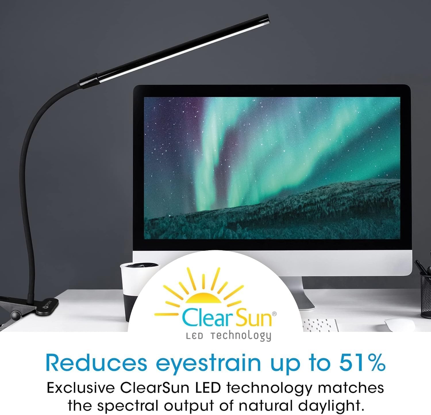 image:imageOttLite ClipOn LED Easel Lamp with ClearSun LED Technology Sturdy Clip Light with OnOff Switch Cord Adjustable amp Flexible Neck for Precise Lighting Piano Computer Desks Shelves amp TablesBlack