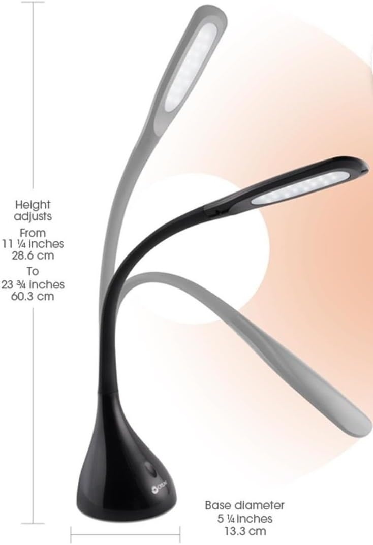 image:imageOttLite Creative Curves LED Desk Lamp with Adjustable Neck Dimmable with 4 Brightness Settings amp Energy Efficient Natural Daylight LEDs for Home Office Computer Desk amp DormsBlack