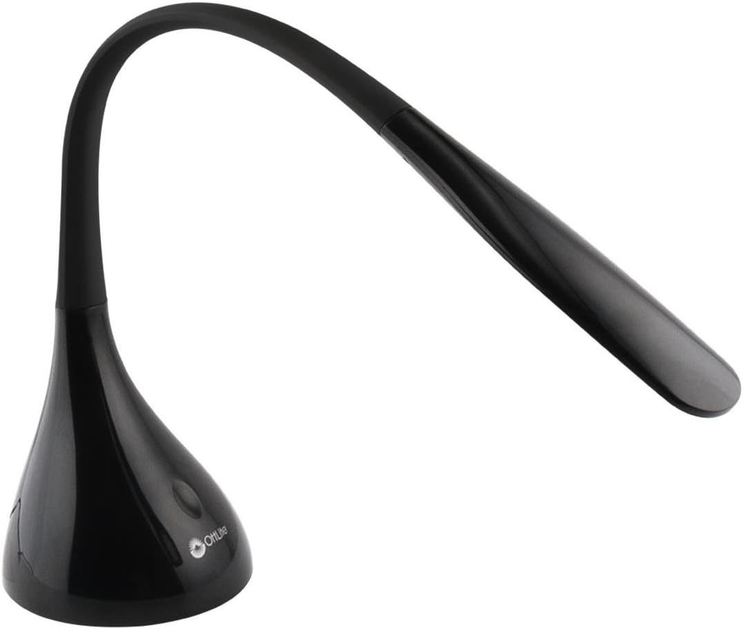 image:imageOttLite Creative Curves LED Desk Lamp with Adjustable Neck Dimmable with 4 Brightness Settings amp Energy Efficient Natural Daylight LEDs for Home Office Computer Desk amp DormsBlack
