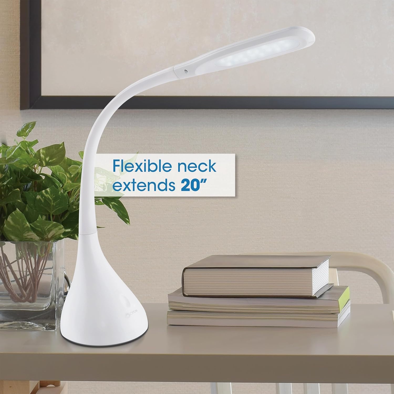 image:imageOttLite Creative Curves LED Desk Lamp with Adjustable Neck Dimmable with 4 Brightness Settings amp Energy Efficient Natural Daylight LEDs for Home Office Computer Desk amp DormsWhite