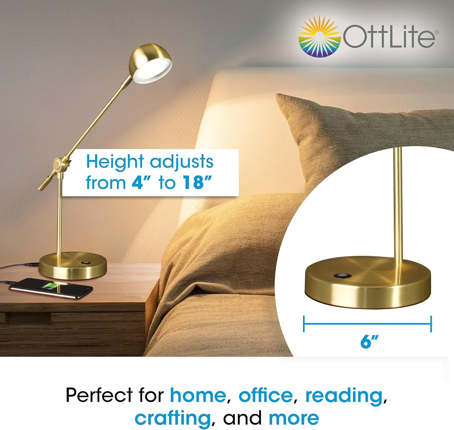 image:imageOttLite Direct LED Desk Lamp with USB Port Modern Adjustable Desk Light