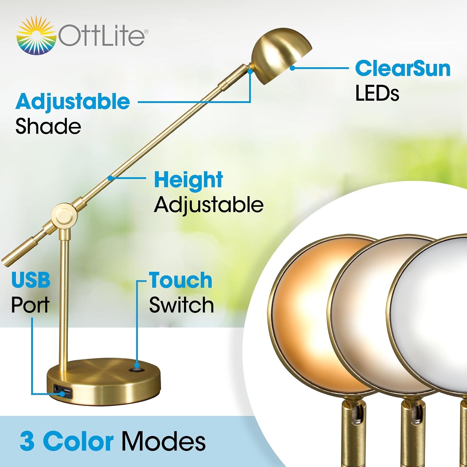 image:imageOttLite Direct LED Desk Lamp with USB Port Modern Adjustable Desk Light