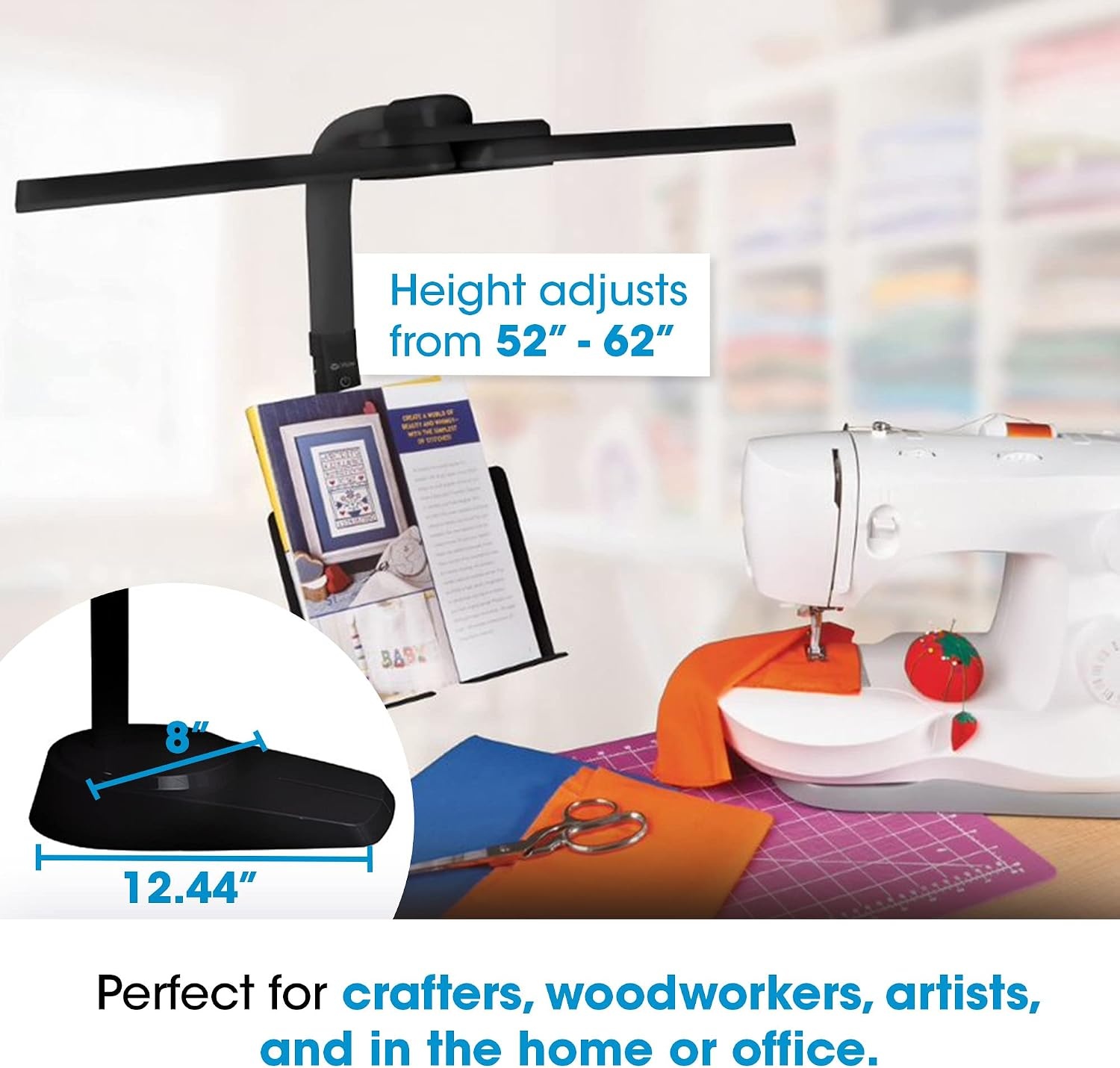 image:imageOttLite Dual Shade LED Standing Floor Lamp with Adjustable Stand Wide Range of Illumination with Builtin 21A USB Charging Port and Flexible Neck 4 Brightness Settings for Reading amp StudyingBlack