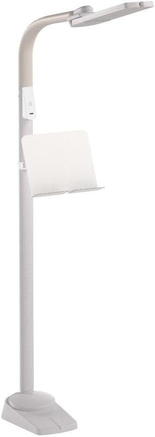 image:imageOttLite Dual Shade LED Standing Floor Lamp with Adjustable Stand Wide Range of Illumination with Builtin 21A USB Charging Port and Flexible Neck 4 Brightness Settings for Reading amp StudyingWhite
