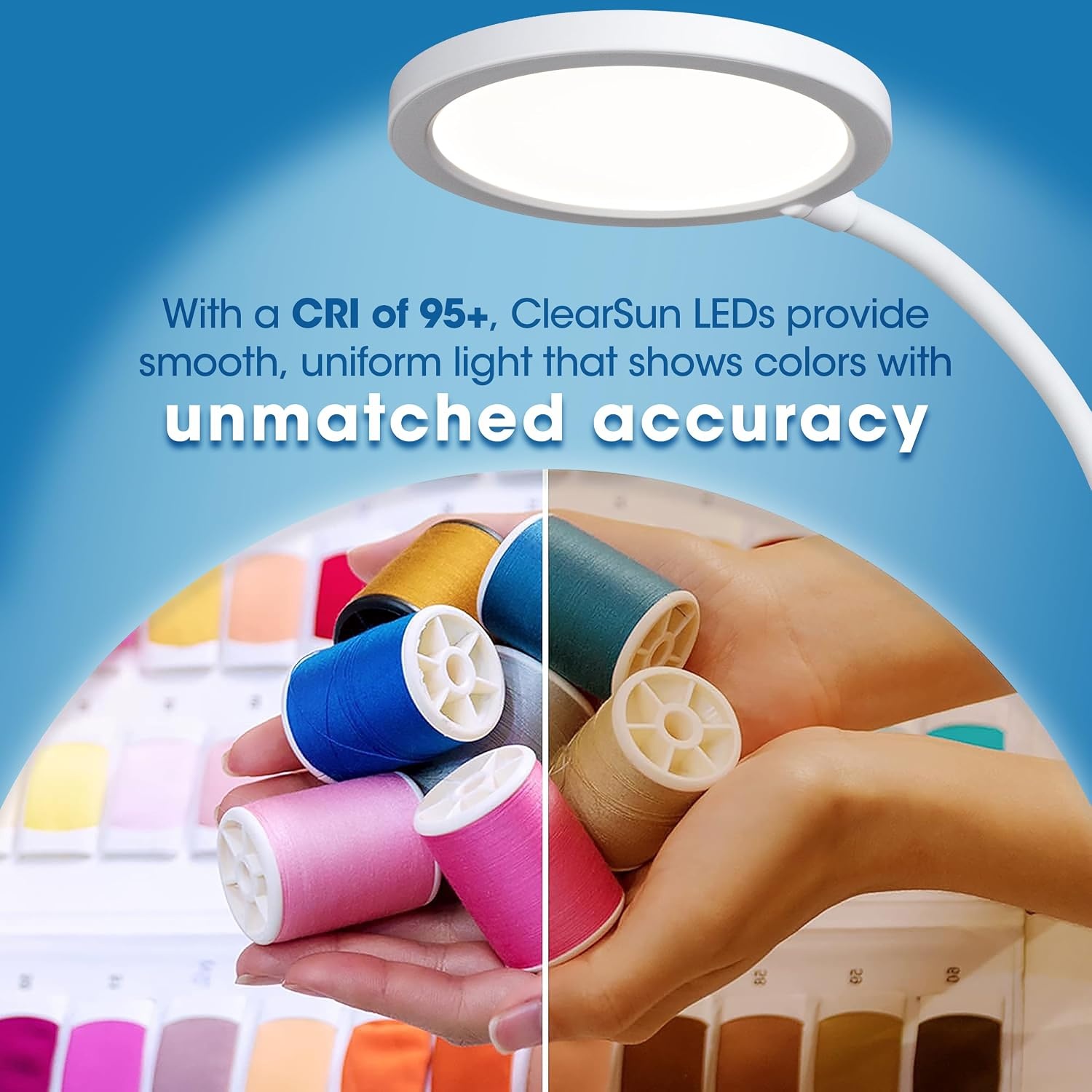image:imageOttLite Good Housekeeping Circular LED Desk Lamp with Wireless Charging Designed to Reduce Eyestrain Adjustable Neck 3 Color Modes Crafting Office Work Reading amp StudyingWhite