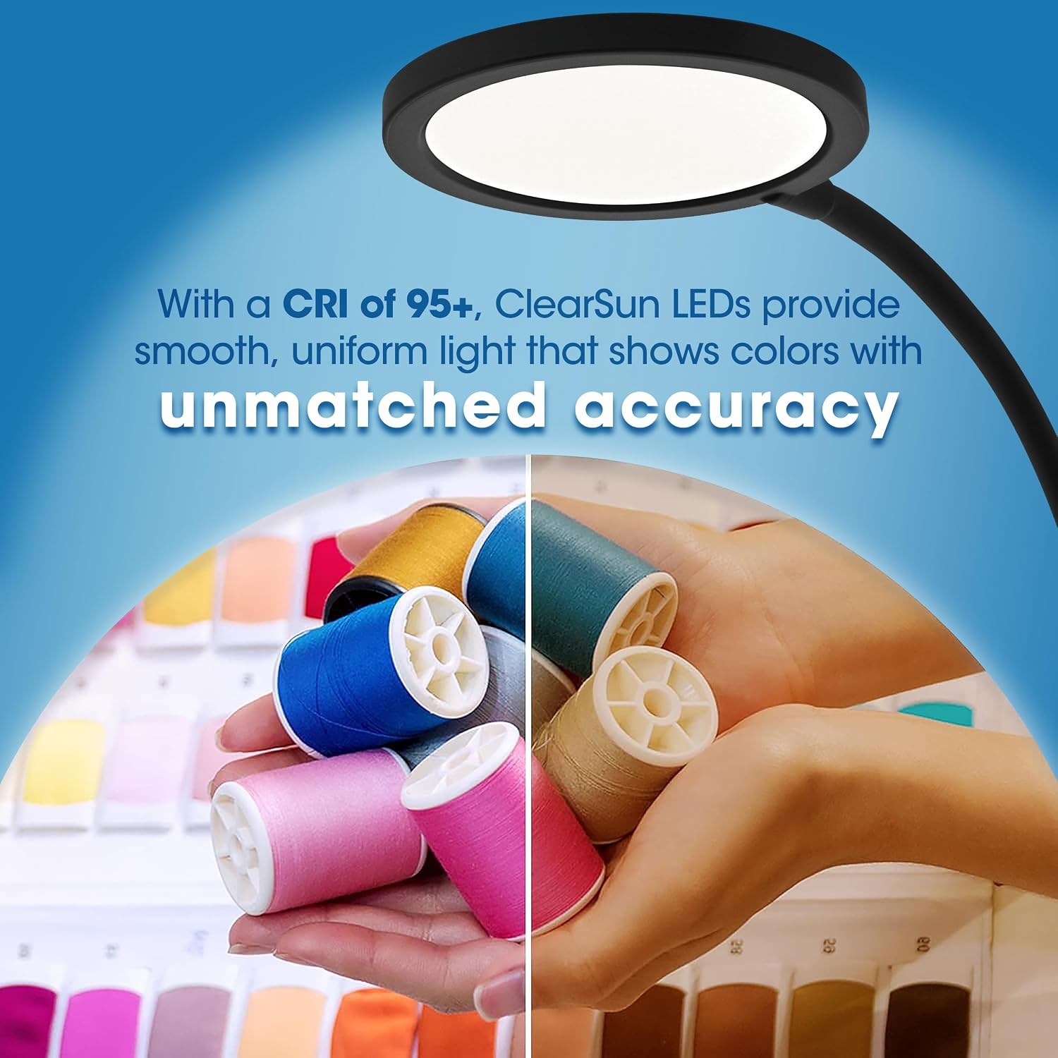 image:imageOttLite Good Housekeeping Circular LED Desk Lamp with Wireless Charging Designed to Reduce Eyestrain Adjustable Neck 3 Color Modes Crafting Office Work Reading amp StudyingBlack