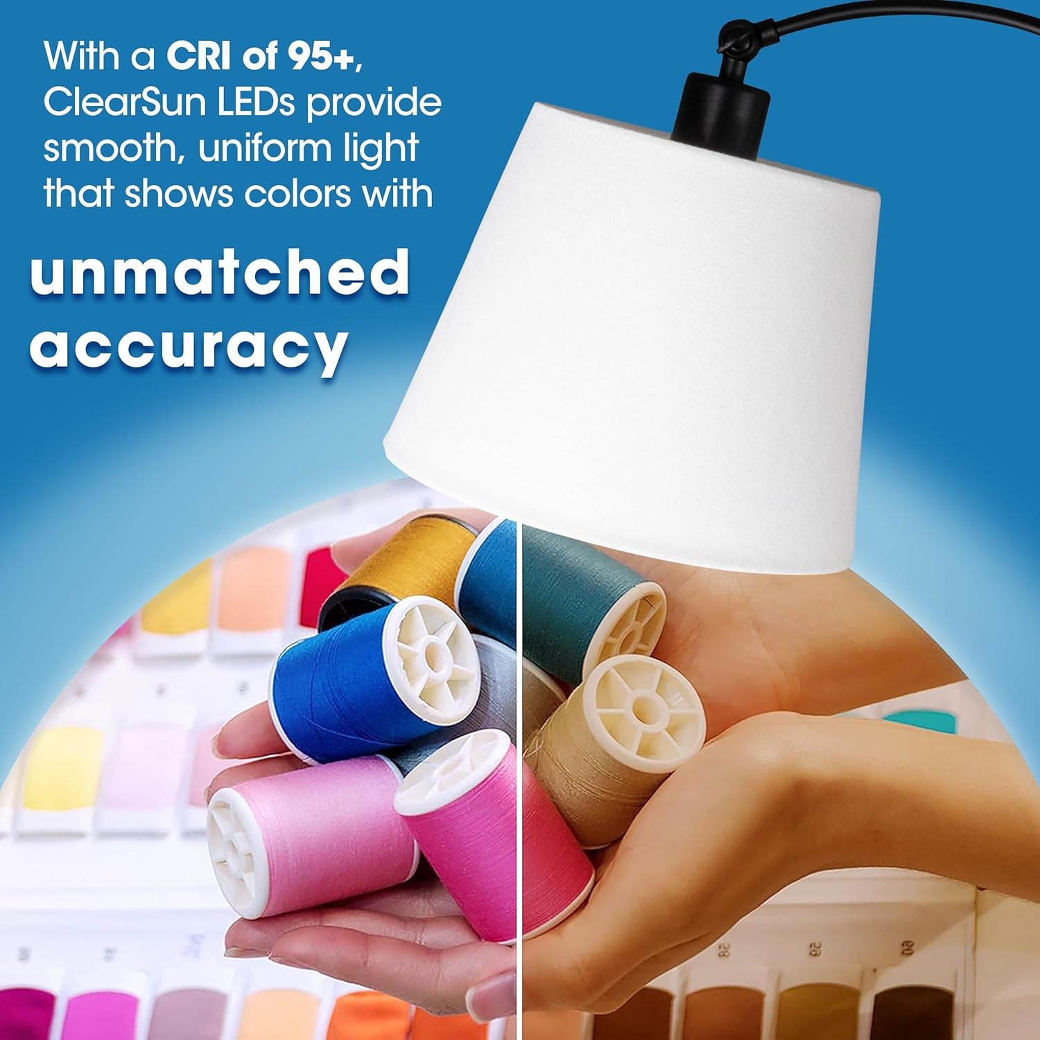 image:imageOttLite Good Housekeeping Shaded Modern LED Floor Lamp for Bedroom with Tray Wireless Charging Table Designed to Reduce Eyestrain Adjustable Shade ClearSun LED Bulb Reading Light amp Studying Lamp