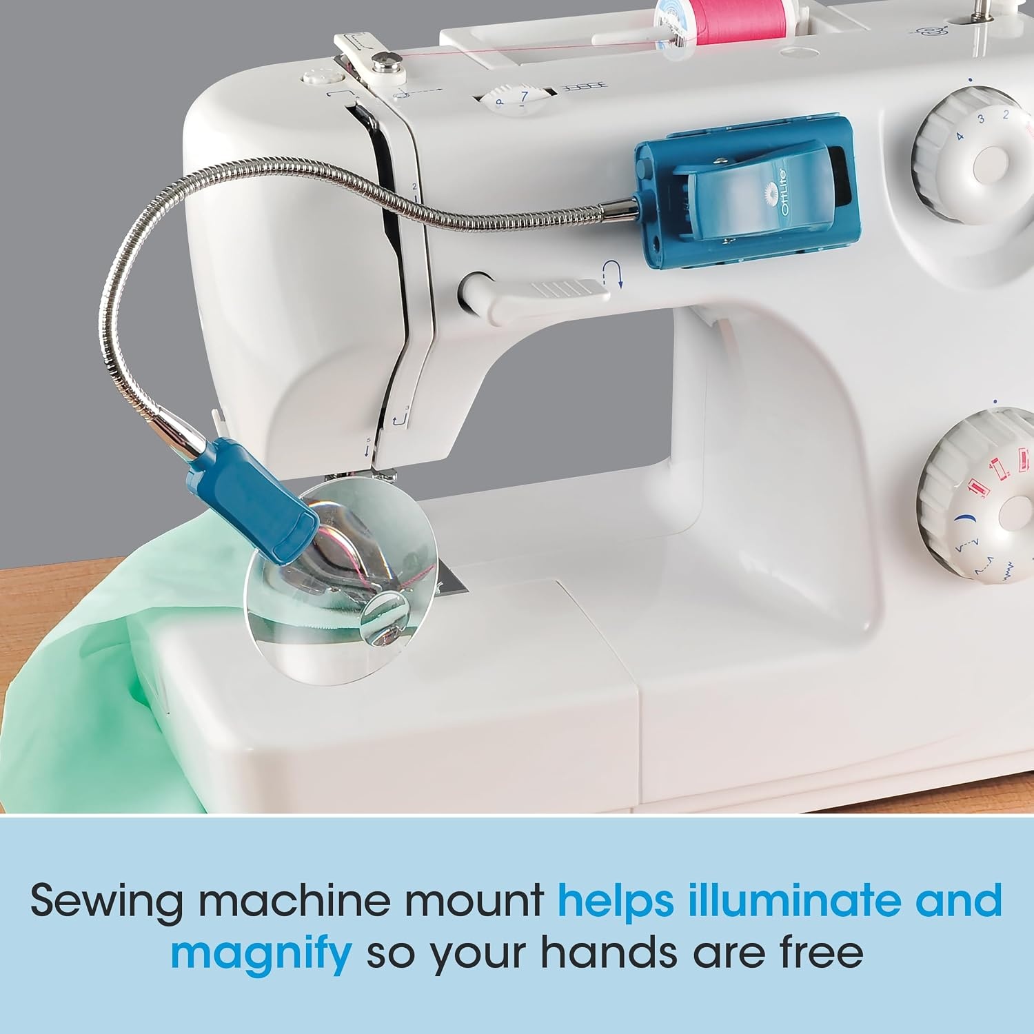 image:imageOttLite LED 2 in 1 Sewing Machine Light Clip Lamp Sewing Machine Lamp Lighted 3X Optical Grade Magnifier 5X Spot Viewer Great for Home Workshop BlueBlue
