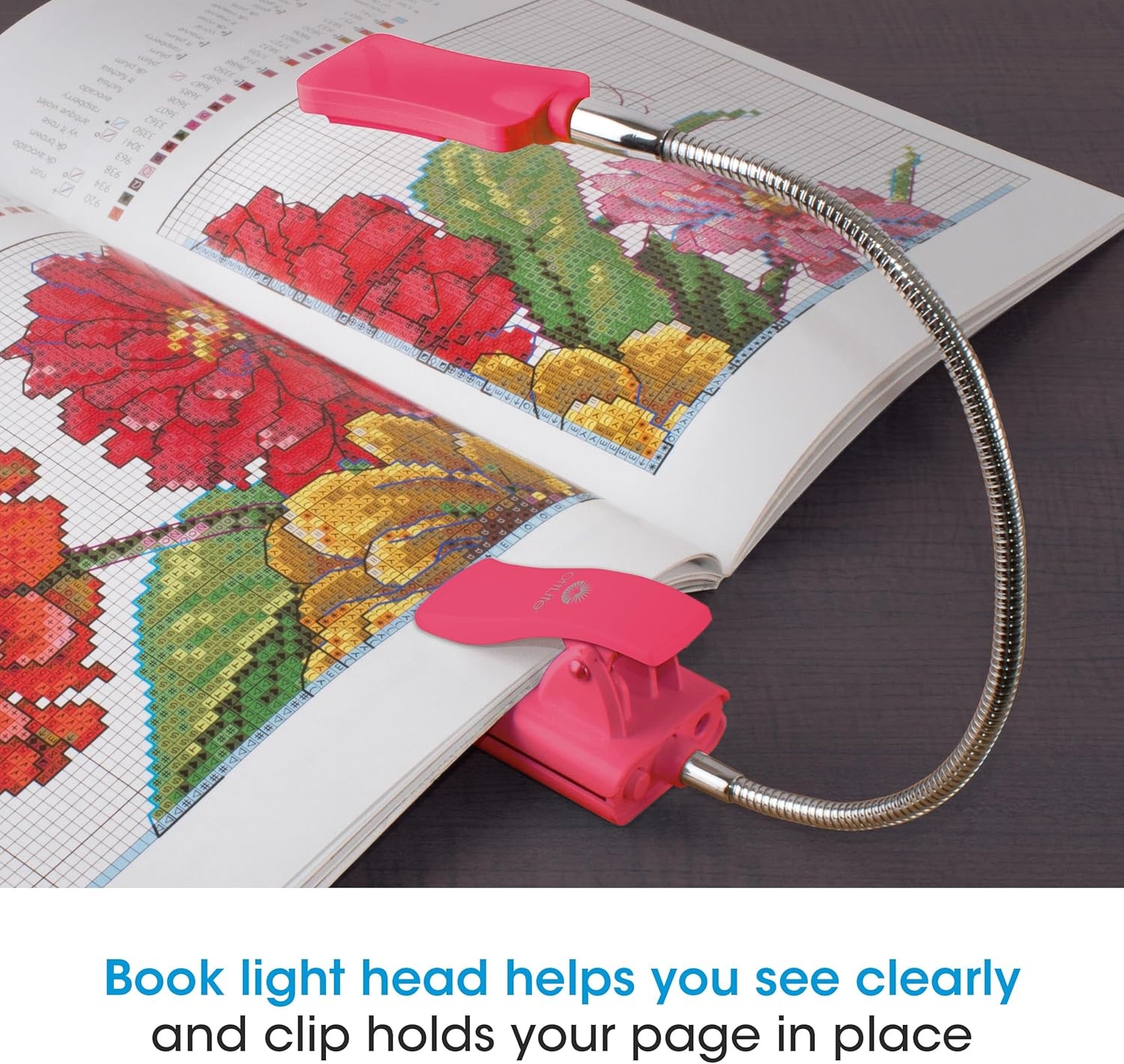image:imageOttLite LED 2 in 1 Sewing Machine Light Clip Lamp Sewing Machine Lamp Lighted 3X Optical Grade Magnifier 5X Spot Viewer Great for Home Workshop BluePink