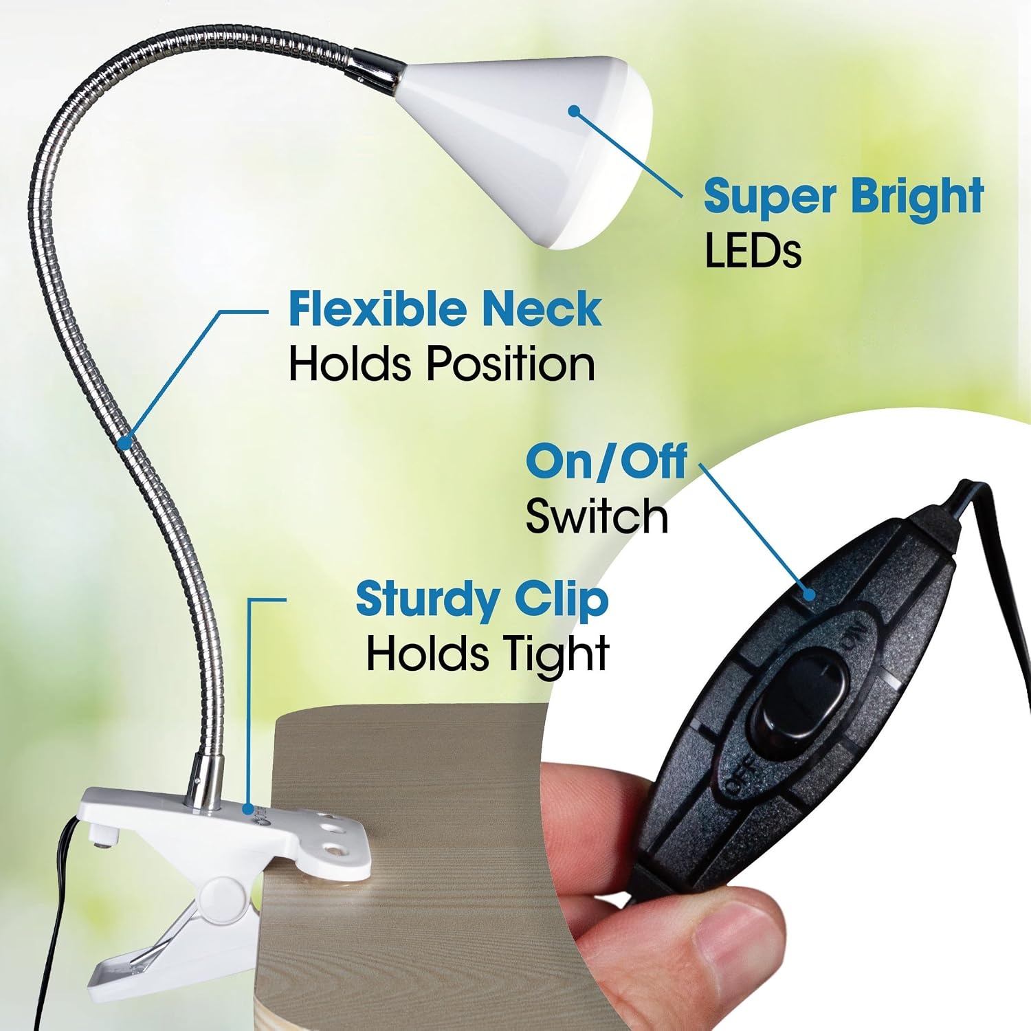image:imageOttLite LED Cone Clip Lamp Task Lamp Desk Lamp Sturdy Clip Flexible Neck Great for Home Office Work Space Dorm