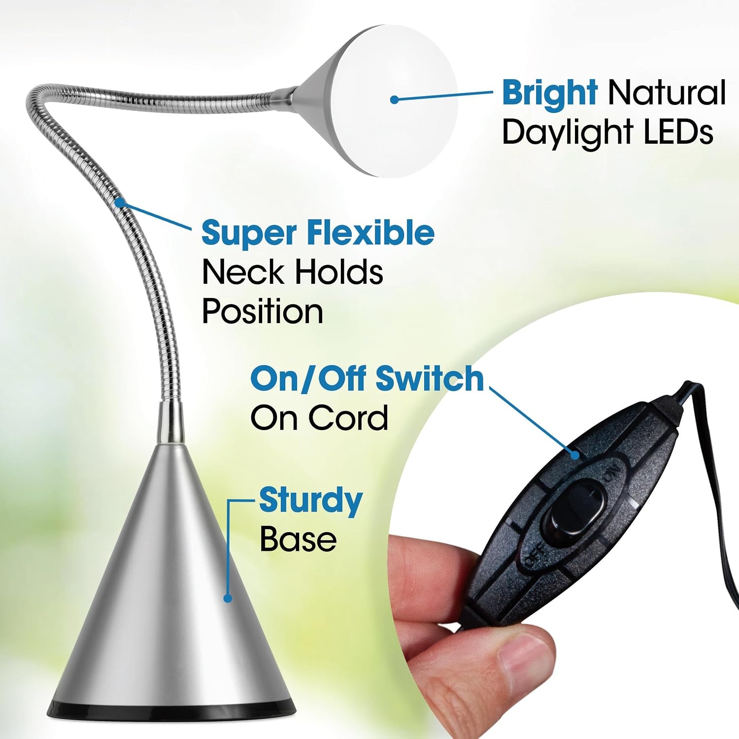 image:imageOttLite LED Cone Desk Lamp SilverSilver