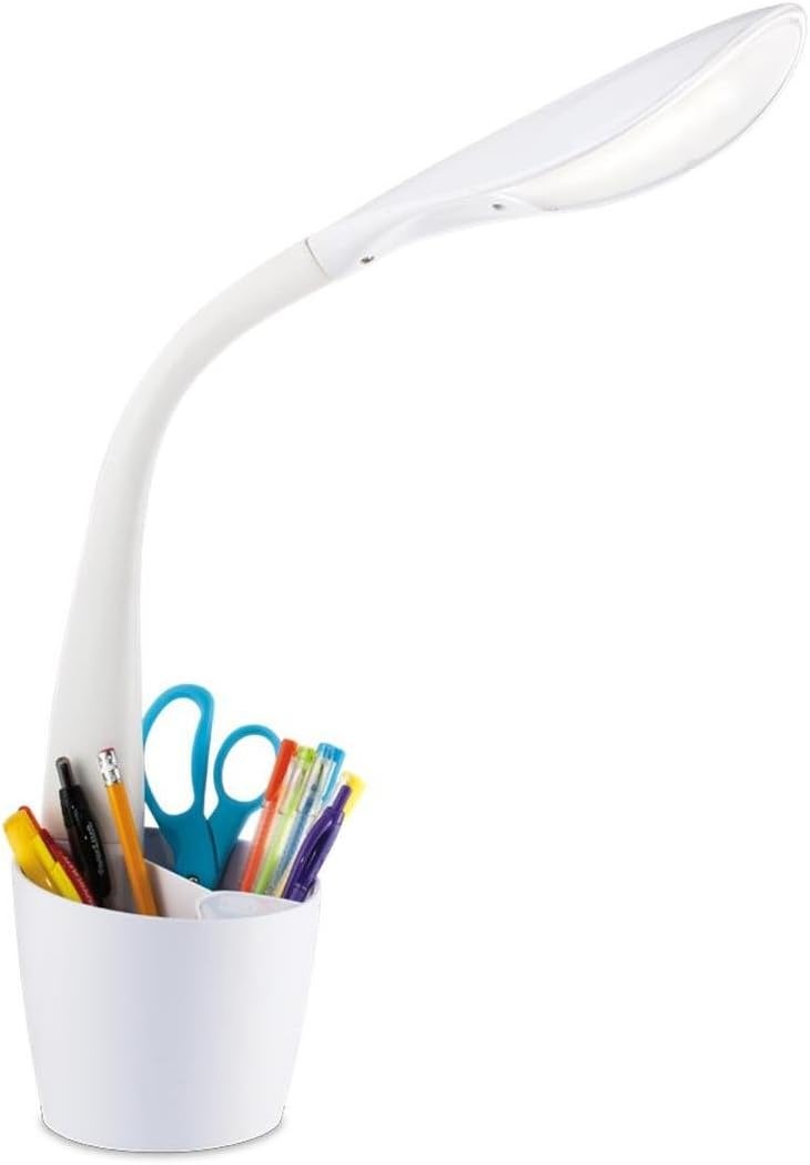 image:imageOttLite LED Desk Lamp Space Organizer with Flexible Neck Height 4 Brightness Settings with Touch Activated Controls EnergyEfficient Natural Daylight LEDs for Home Office Desk amp DormsWhite