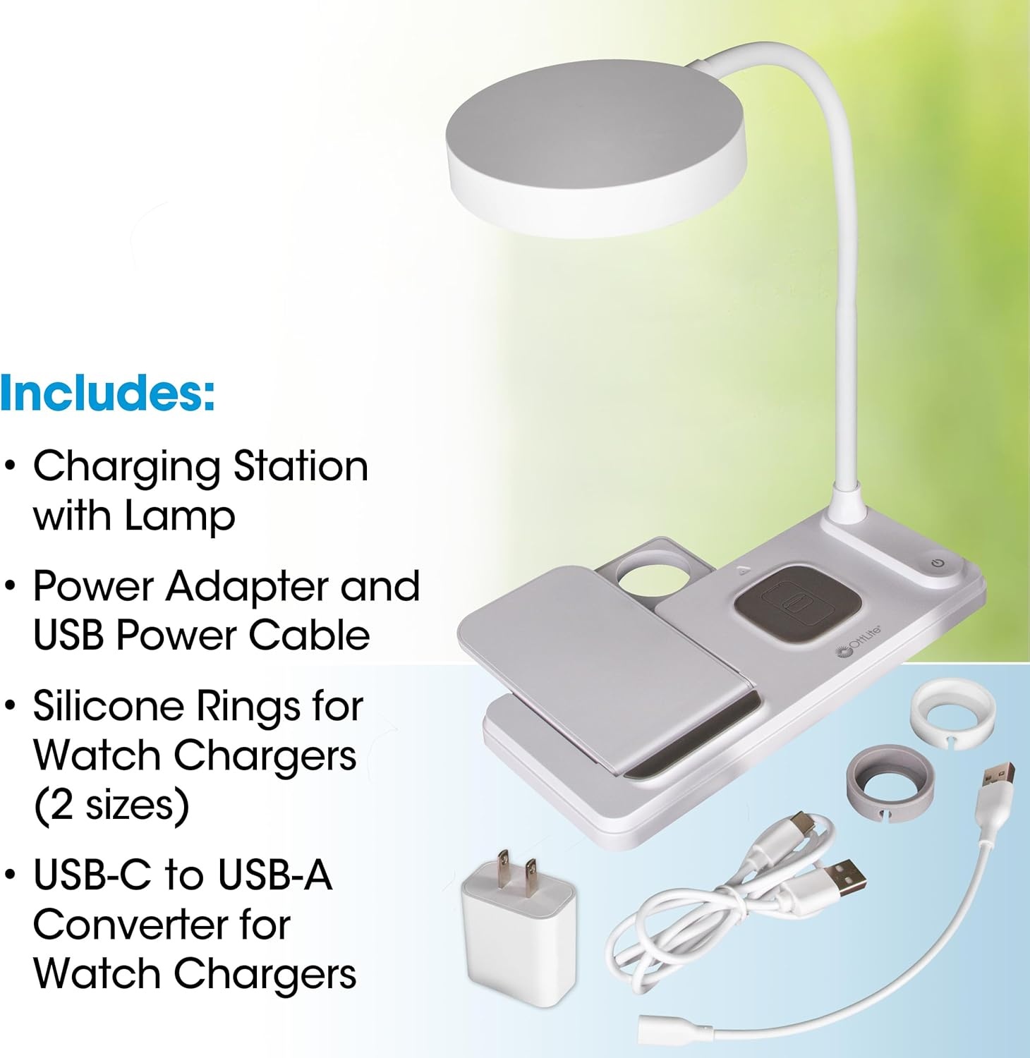 image:imageOttLite LED Desk Lamp with Charging Station MultiDevice Desk Lamp with Wireless Charger Book Light Table Lamp Reading Light Work Light Desk Lights for Home Office or Bedside