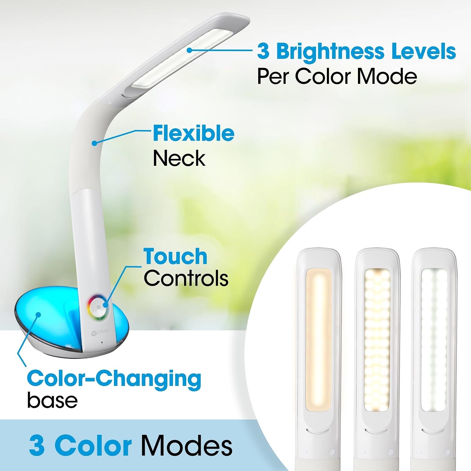 image:imageOttLite LED Desk Lamp with Color Changing Base and USB