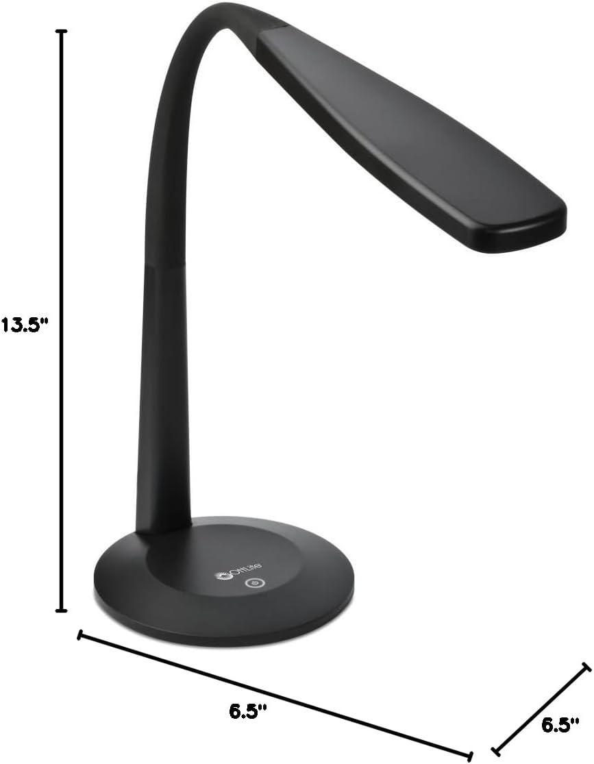 image:imageOttLite LED Desk Lamp with Flexible Neck Black Slim Desk Lamp with 3 Brightness Settings amp Touch Activated Controls EnergyEfficient Natural Daylight LEDs for Home Office Desk amp DormsBlack