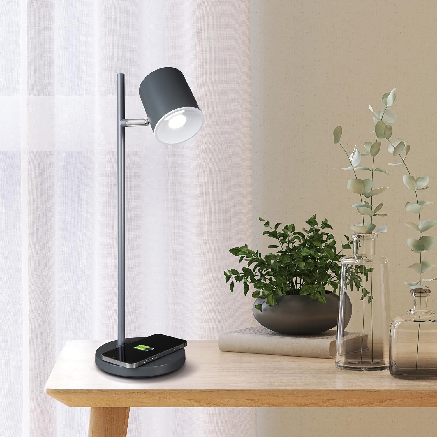 image:imageOttLite LED Desk Lamp with Wireless Charger Good Housekeeping Modern Book Light Reading Light Adjustable Dimmable Designed to Reduce Eyestrain Great Desk Lamps for Home Office
