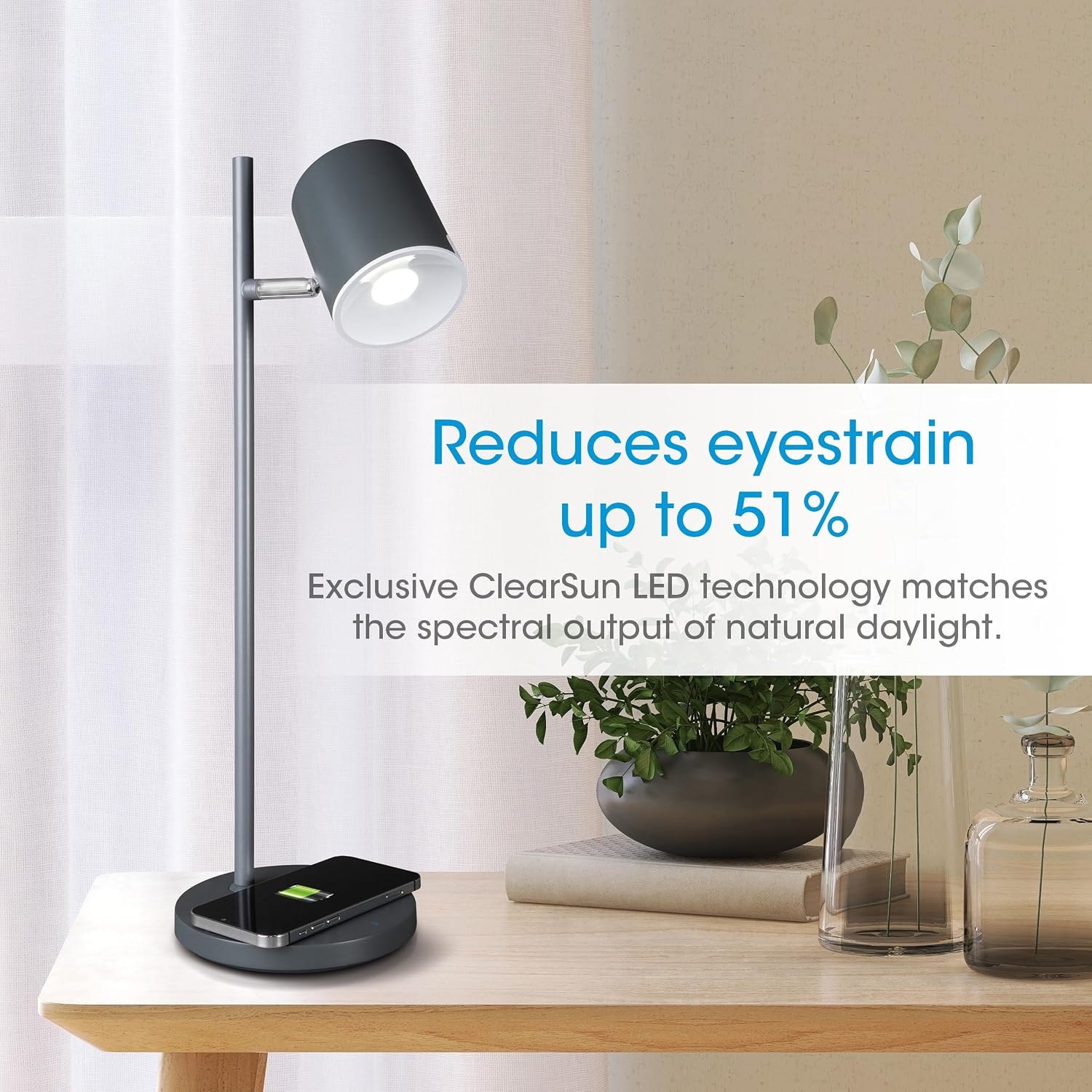 image:imageOttLite LED Desk Lamp with Wireless Charger Good Housekeeping Modern Book Light Reading Light Adjustable Dimmable Designed to Reduce Eyestrain Great Desk Lamps for Home Office