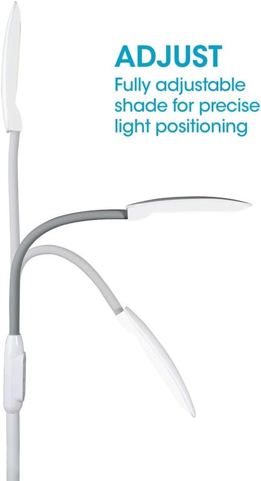 image:imageOttLite LED Floor Lamp with USB Charging Port amp Tablet Stand ClearSun LED Technology 4 Brightness Settings amp 3 Color Temperature Modes Touch Activated Controls for Home Reading amp DormsWhite