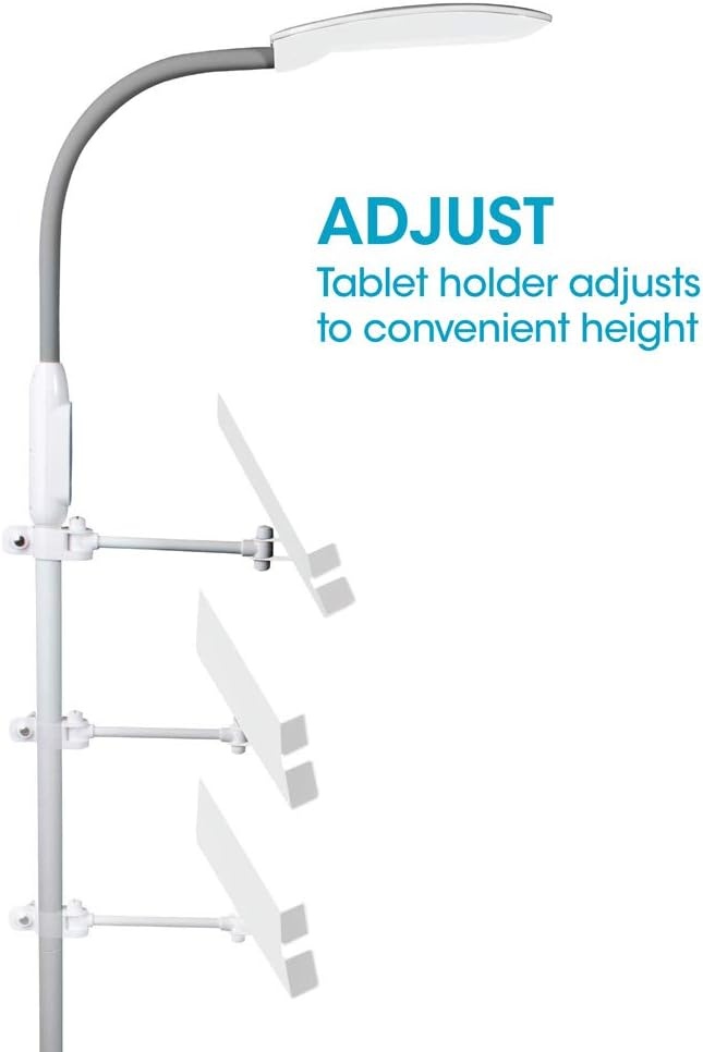 image:imageOttLite LED Floor Lamp with USB Charging Port amp Tablet Stand ClearSun LED Technology 4 Brightness Settings amp 3 Color Temperature Modes Touch Activated Controls for Home Reading amp DormsWhite