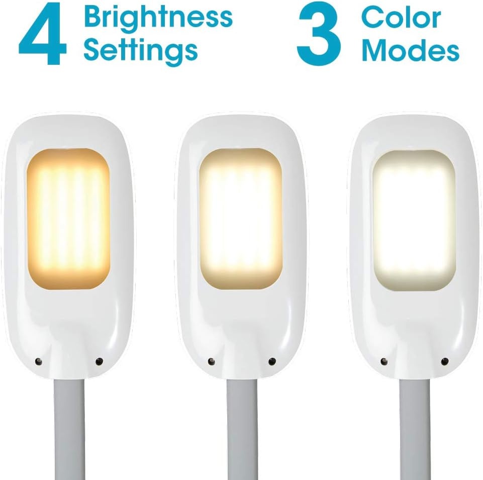 image:imageOttLite LED Floor Lamp with USB Charging Port amp Tablet Stand ClearSun LED Technology 4 Brightness Settings amp 3 Color Temperature Modes Touch Activated Controls for Home Reading amp DormsWhite