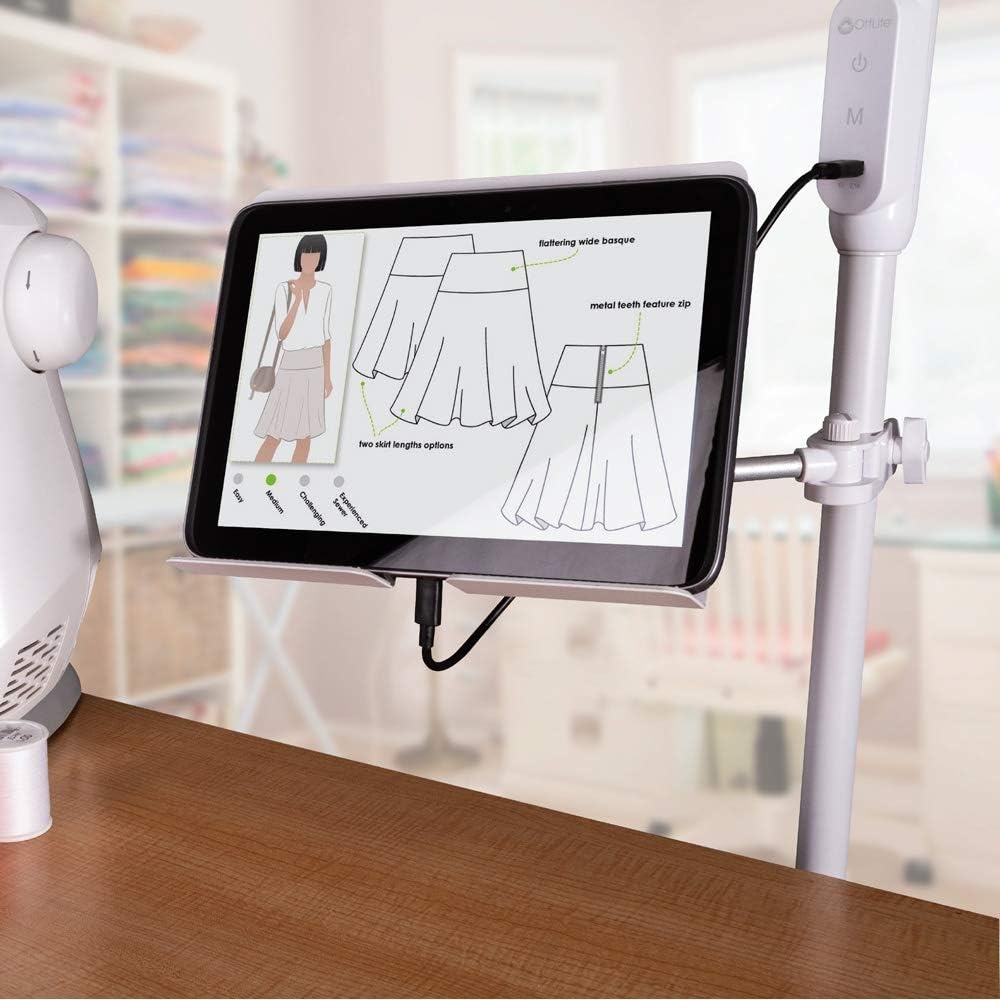 image:imageOttLite LED Floor Lamp with USB Charging Port amp Tablet Stand ClearSun LED Technology 4 Brightness Settings amp 3 Color Temperature Modes Touch Activated Controls for Home Reading amp DormsWhite