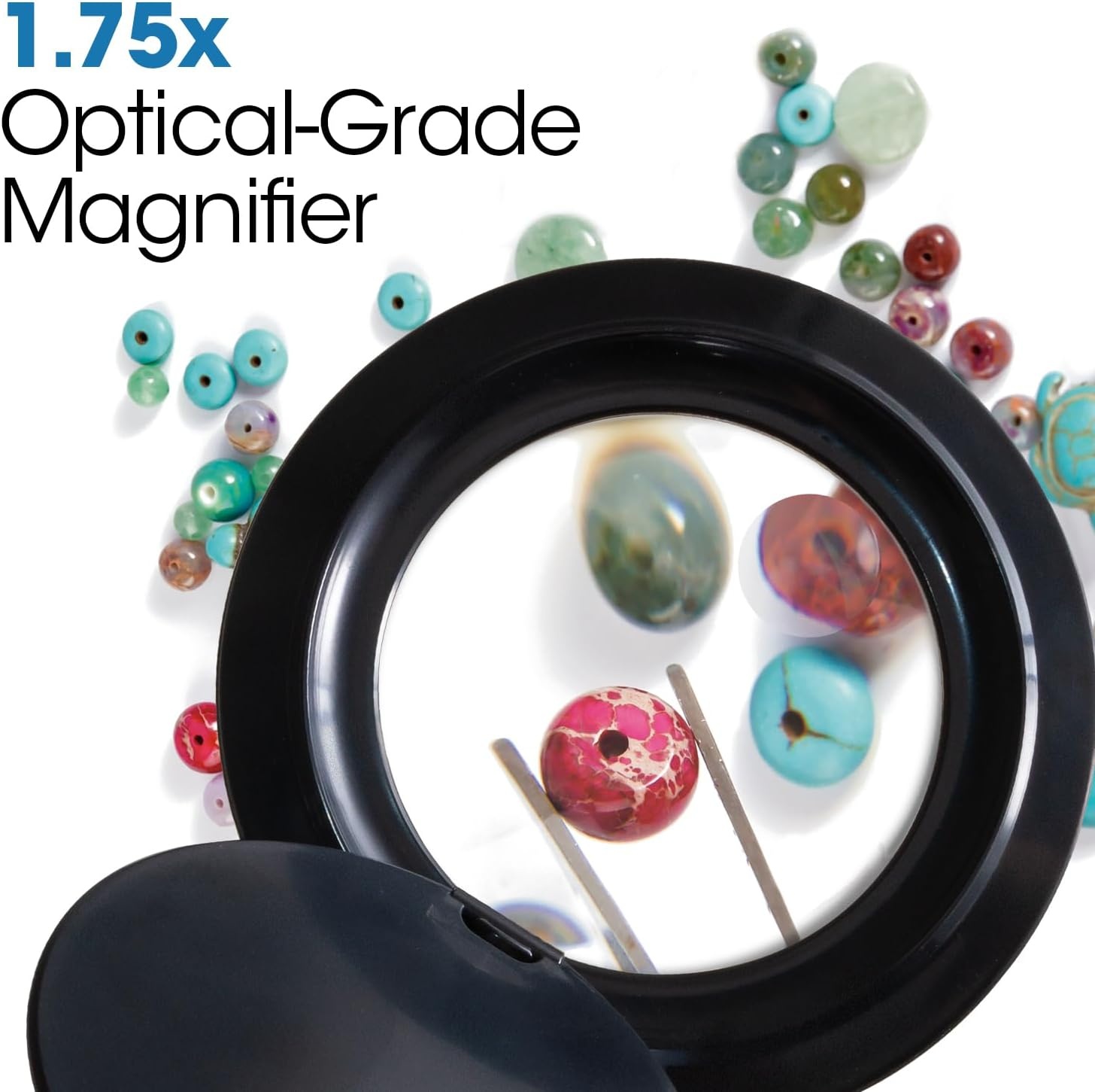 image:imageOttLite LED Lamp Clip On Magnifying Glass with Light Optical Grade Magnification Adjustable Arm ClearSun LED Technology for Crafting amp Needlework Great Desk Lamp Book Light Reading LampBlack