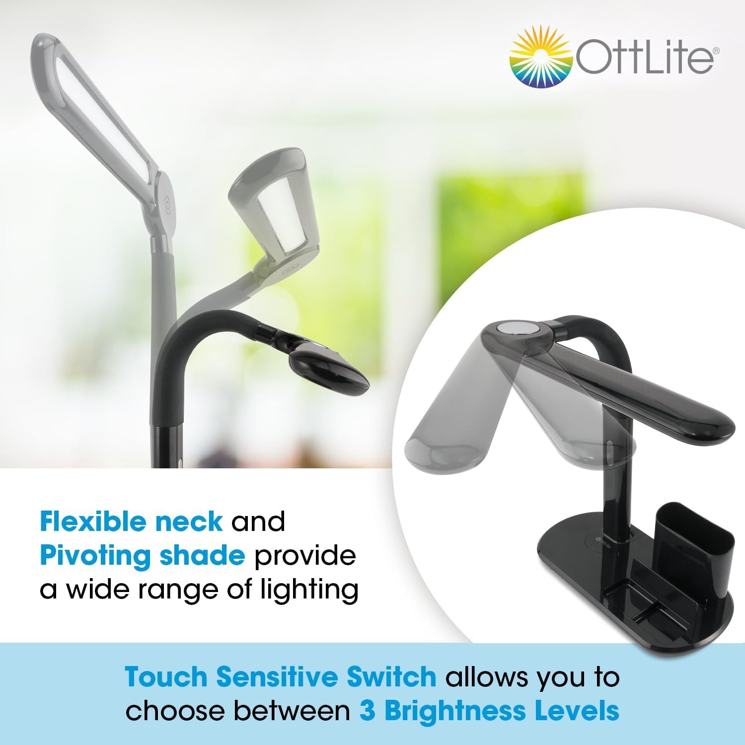 image:imageOttLite LED Pivoting Bankers Lamp with USB Charging Port