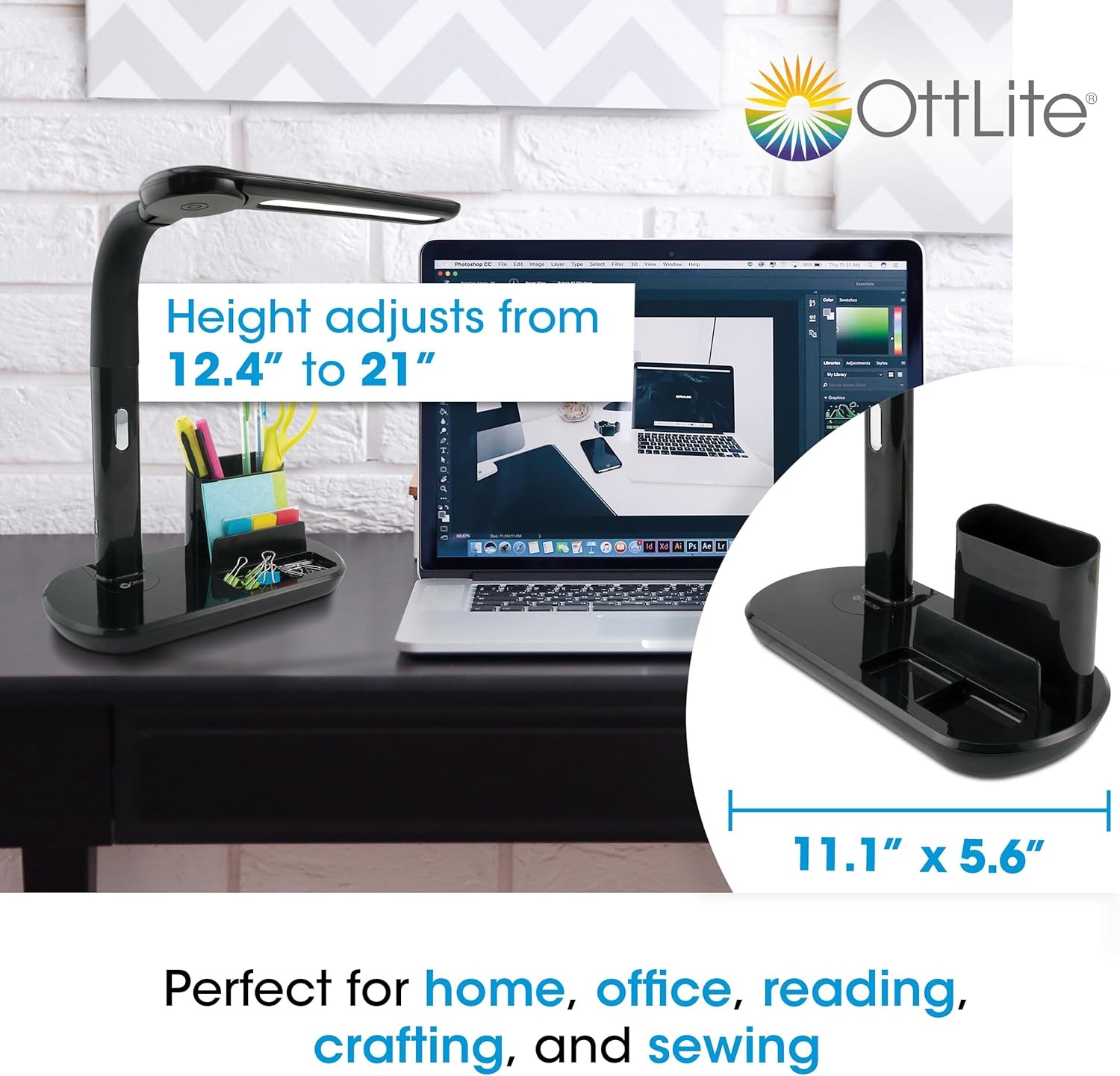 image:imageOttLite LED Pivoting Bankers Lamp with USB Charging Port