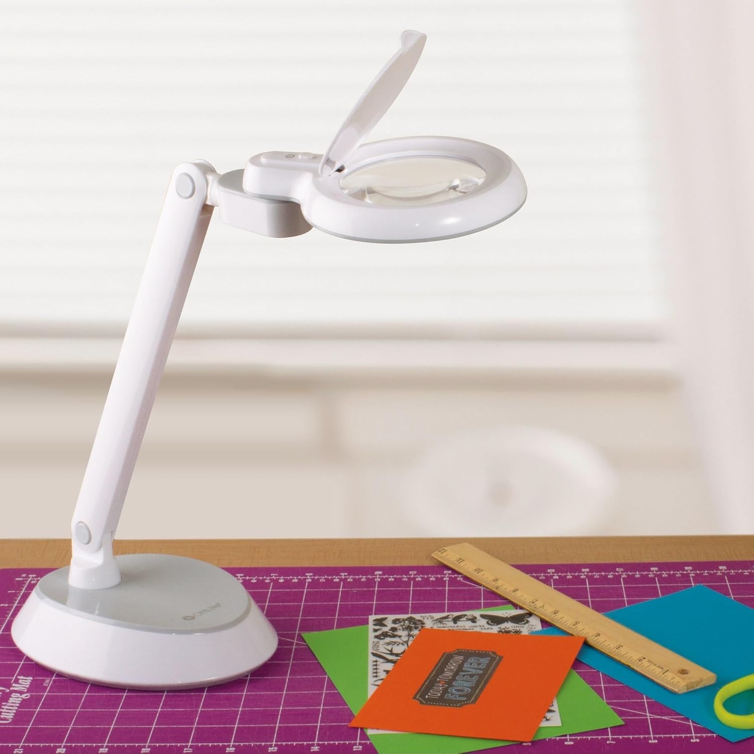 image:imageOttLite LED SpaceSaving Magnifier Desk Lamp with OpticalGrade Magnification WhiteWhite