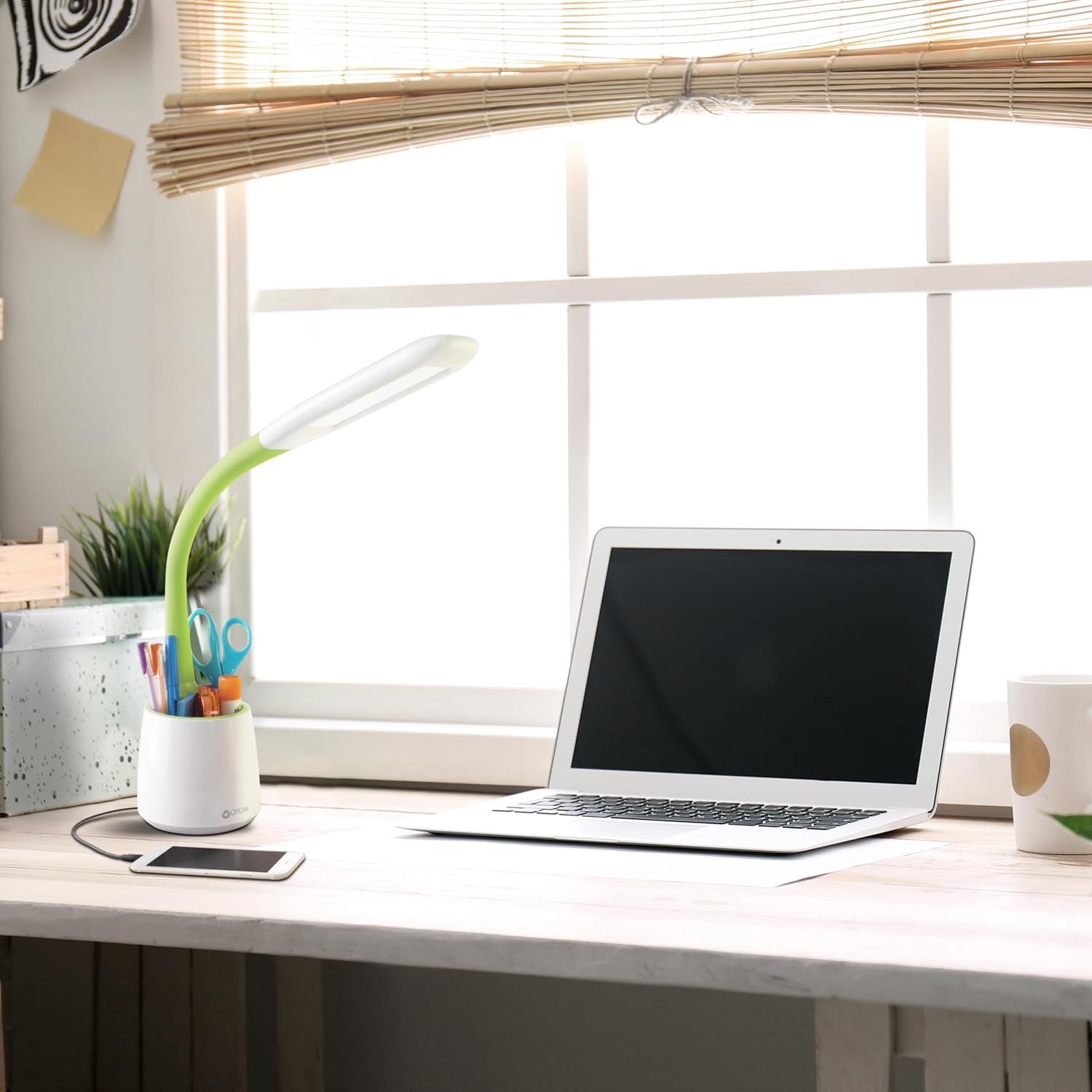 image:imageOttLite Organize LED Desk Lamp with USB Charging Port Adjustable Desk Light with StorageMulticolored
