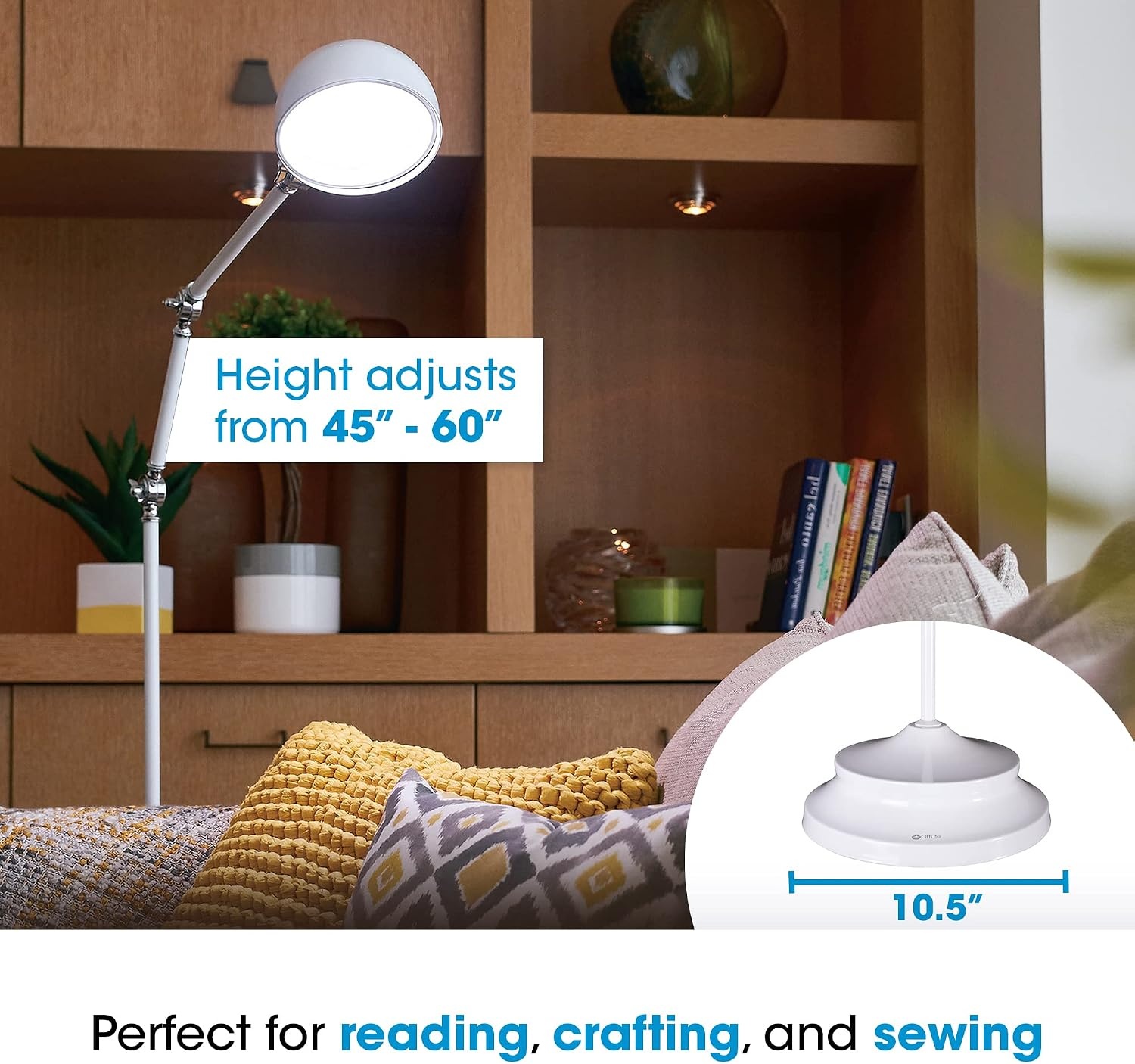 image:imageOttLite Pharmacy Adjustable LED Floor Lamp Prevention Series Designed to Reduce Eyestrain 3Point Adjustable Neck 3 Brightness Settings with Touch Controls Office Work Reading amp Studying