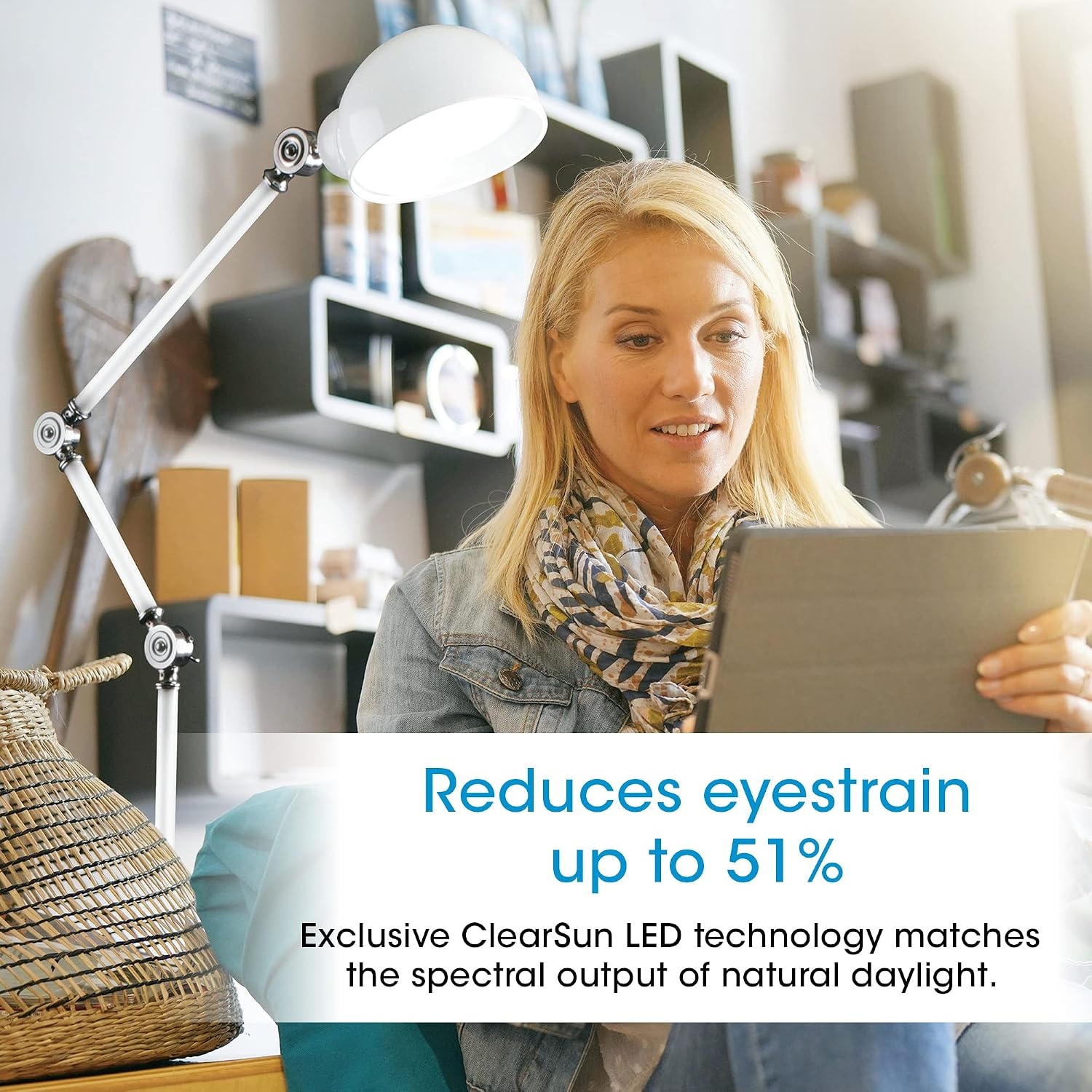image:imageOttLite Pharmacy Adjustable LED Floor Lamp Prevention Series Designed to Reduce Eyestrain 3Point Adjustable Neck 3 Brightness Settings with Touch Controls Office Work Reading amp Studying