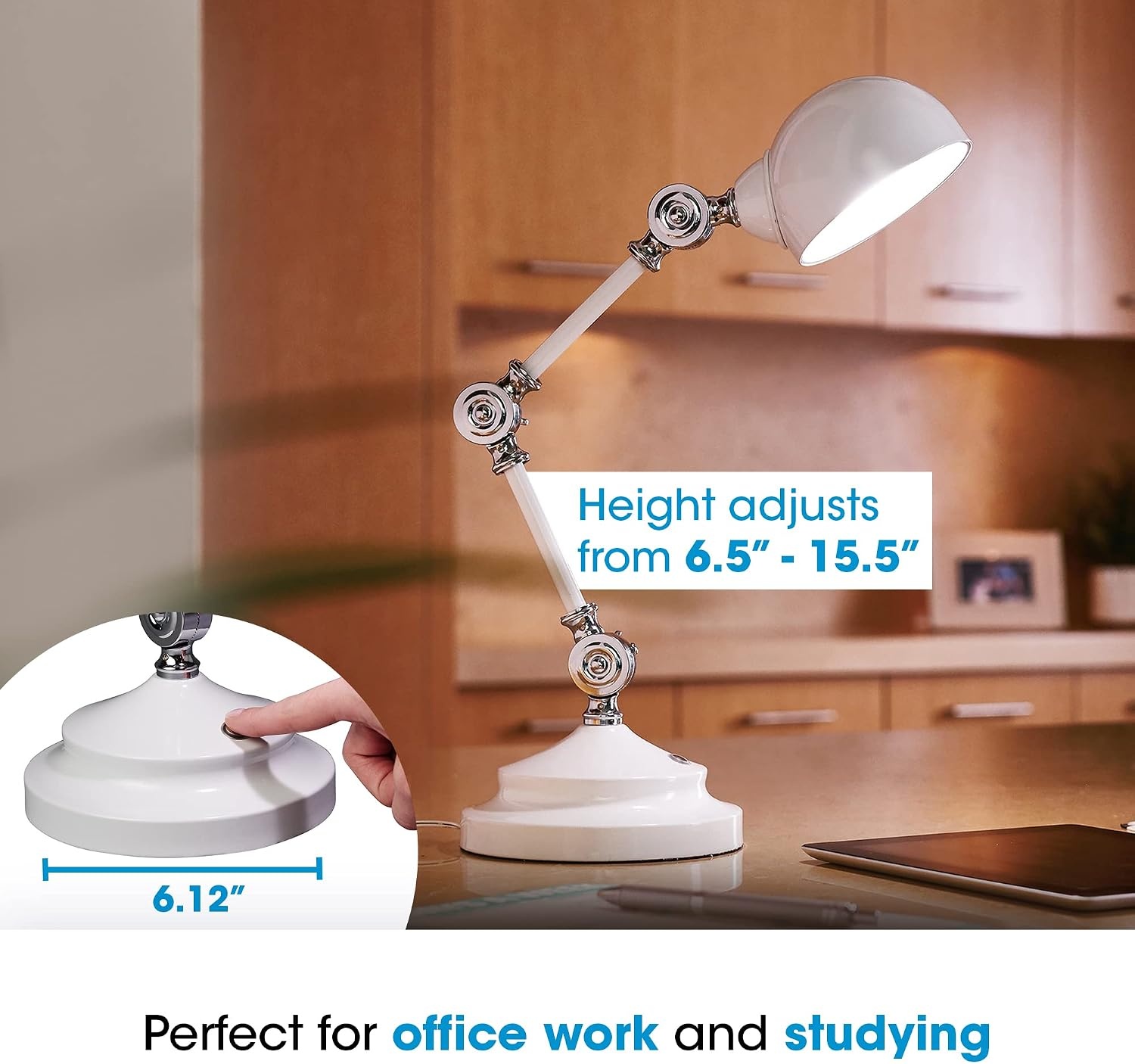 image:imageOttLite Prevention Pharmacy Adjustable LED Desk Lamp with USB Charging Designed to Reduce Eyestrain 3Point Adjustable Neck 3 Brightness Settings with Touch Controls