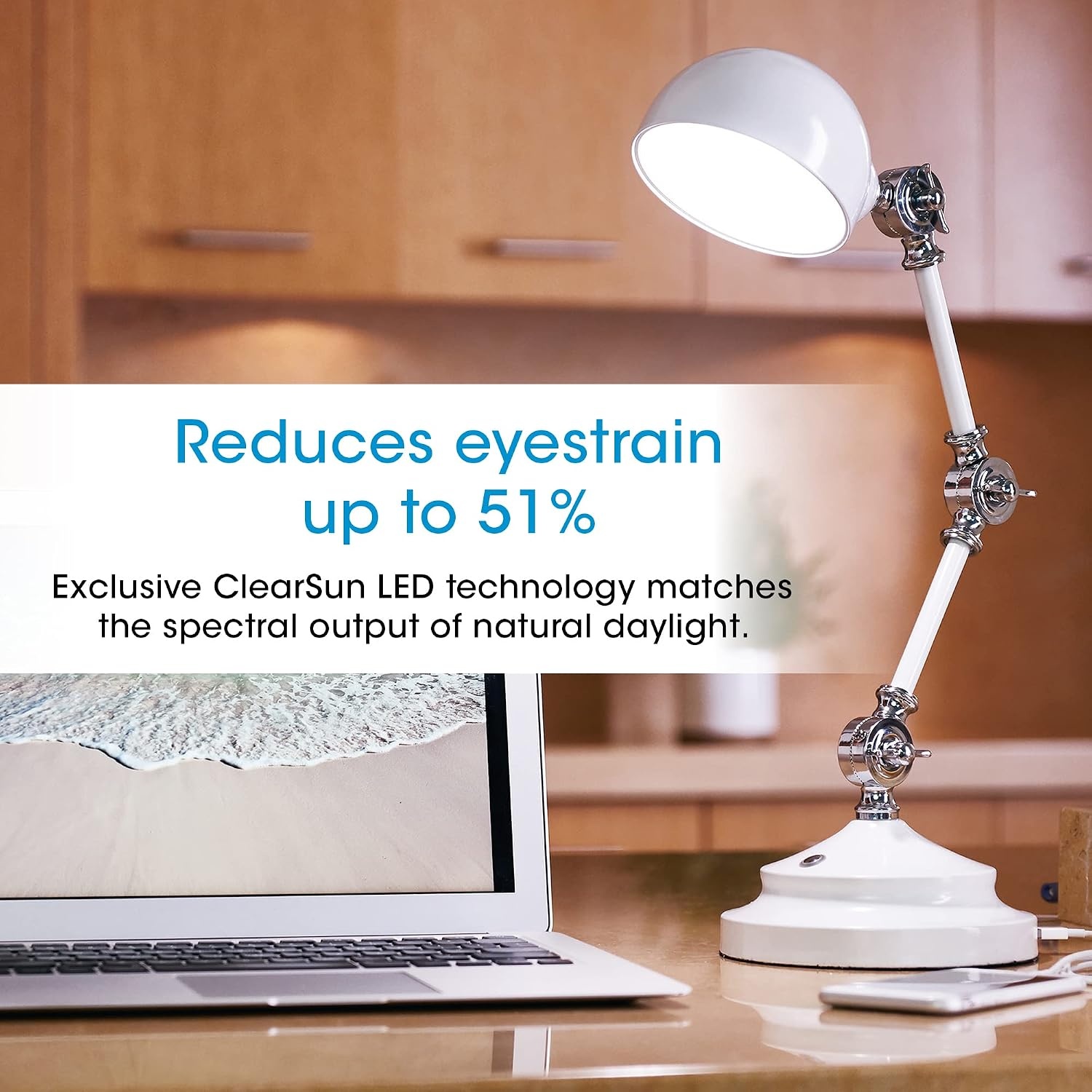 image:imageOttLite Prevention Pharmacy Adjustable LED Desk Lamp with USB Charging Designed to Reduce Eyestrain 3Point Adjustable Neck 3 Brightness Settings with Touch Controls